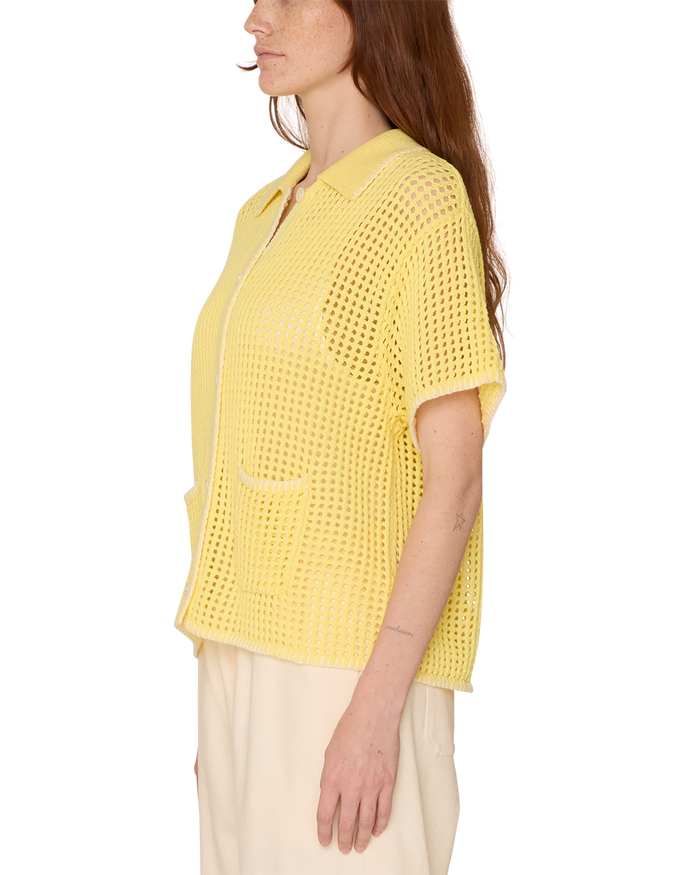 obey pilar crochet cardigan yellow pear - alternate view