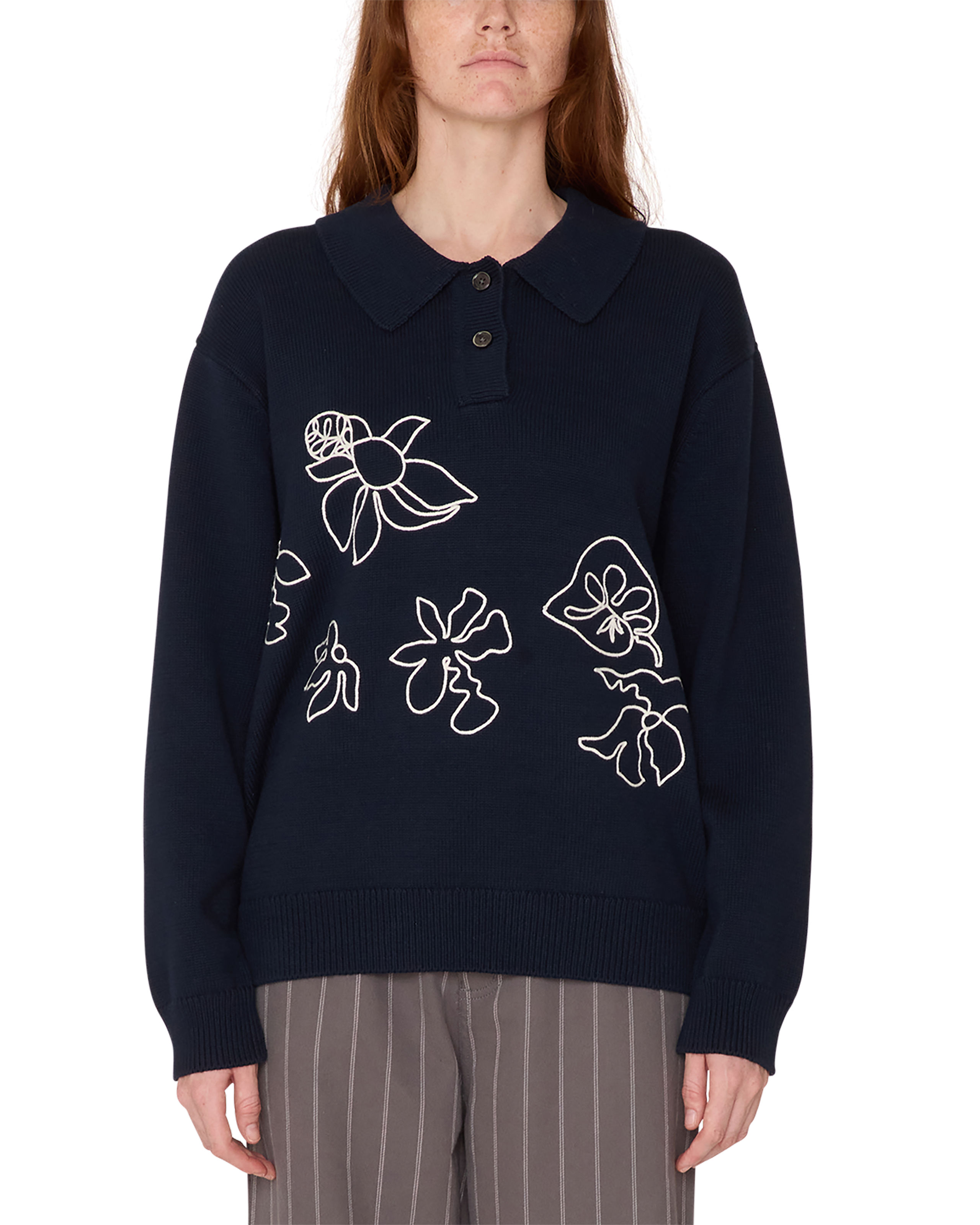 obey bloom polo sweater navy (zoomed)