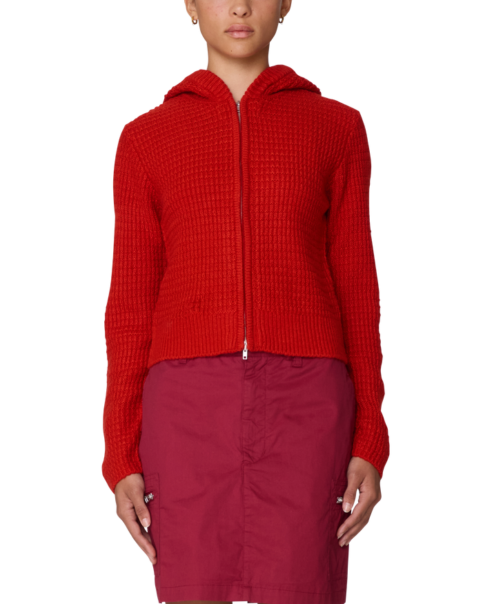 GLENDA HOOD ZIP SWEATER