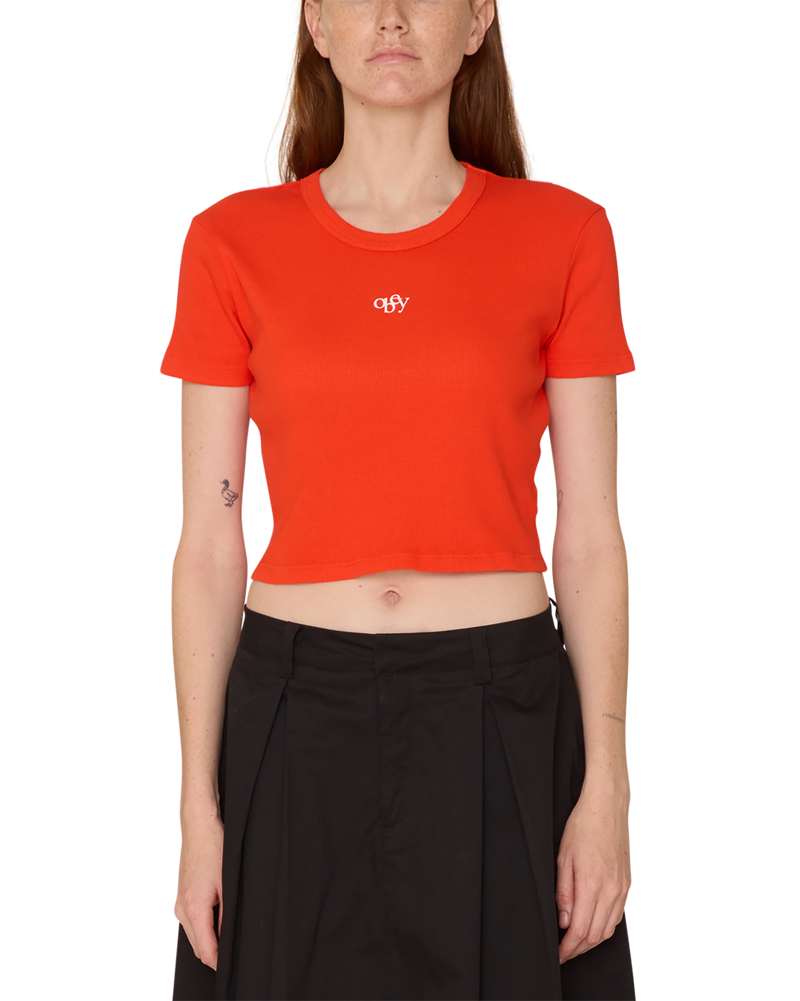 obey jumpy obey cropped emma t shirt cherry tomato (zoomed)