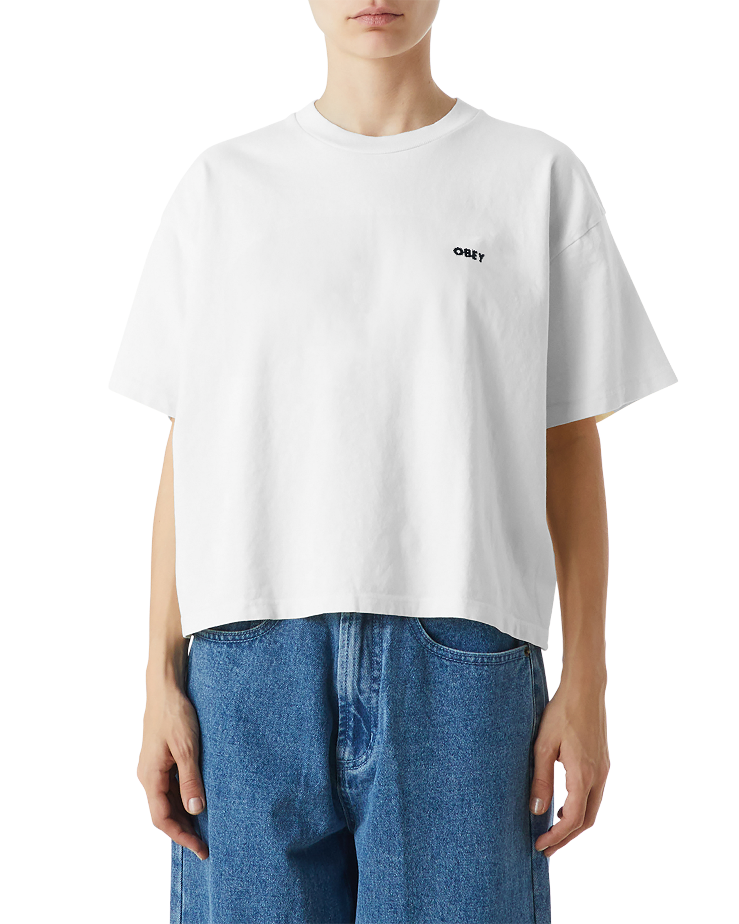 obey disiformation resistance raegan t shirt white (zoomed)