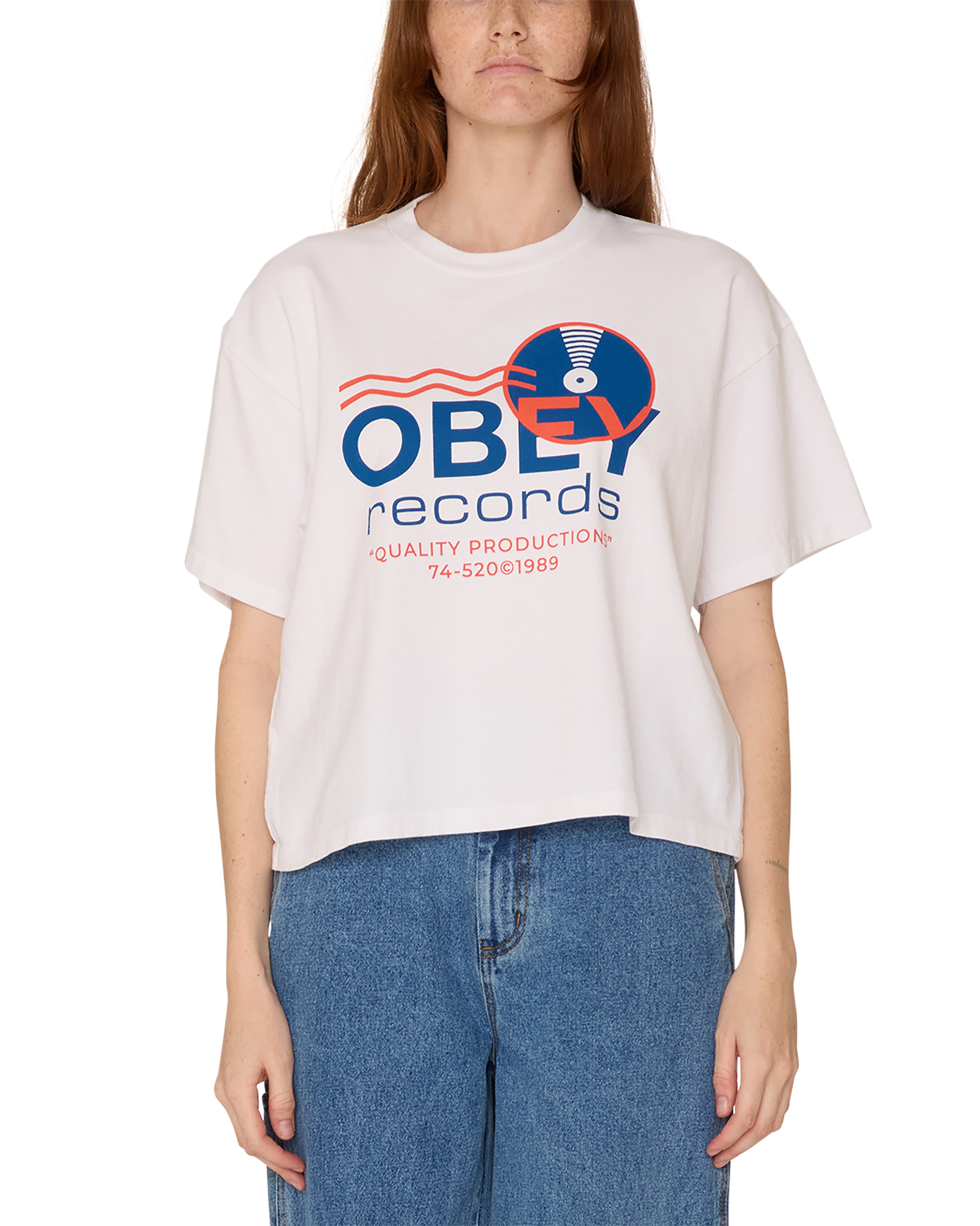 obey records sound waves raegan t shirt white (zoomed)