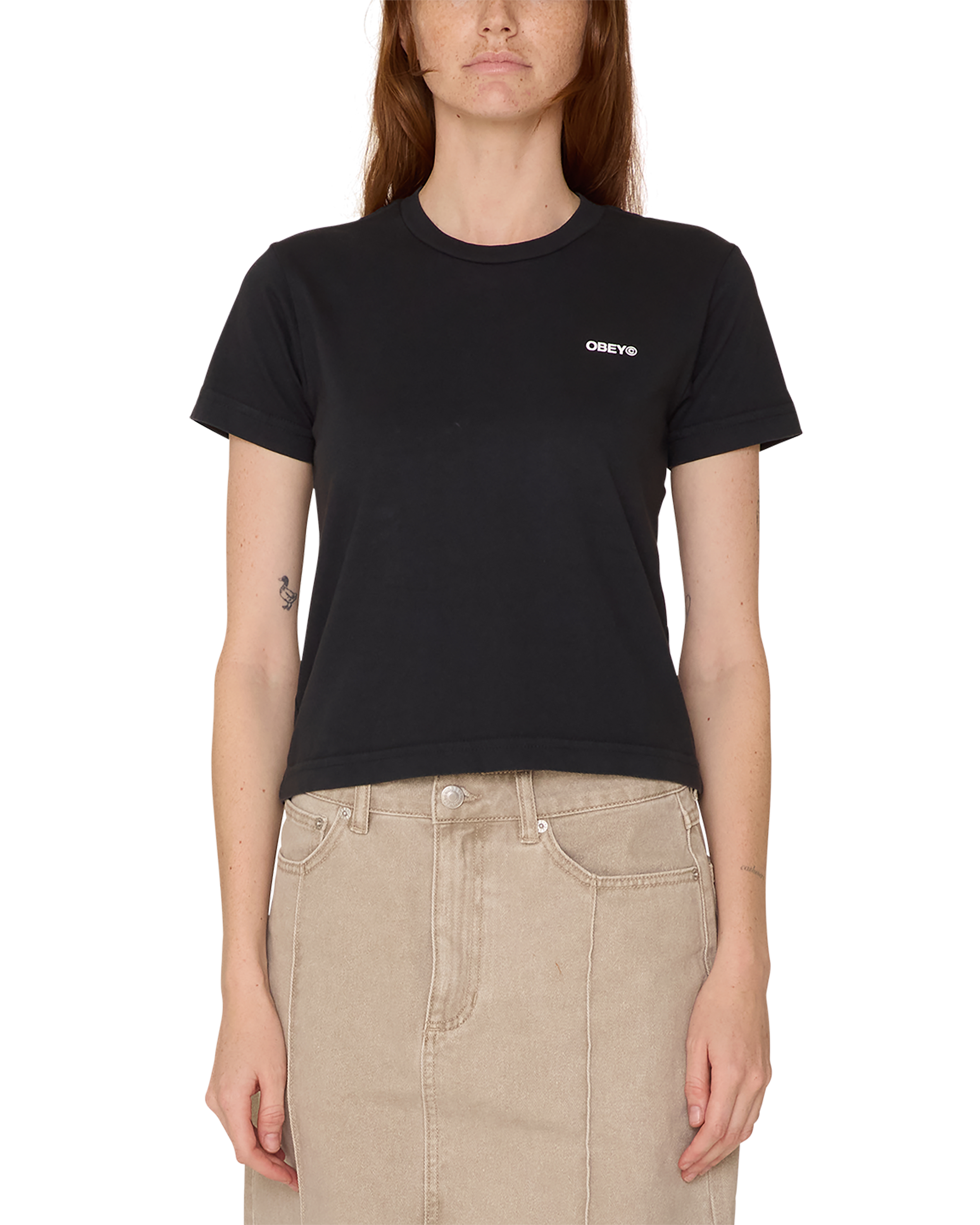 obey around the globe kaylin t shirt black (zoomed)