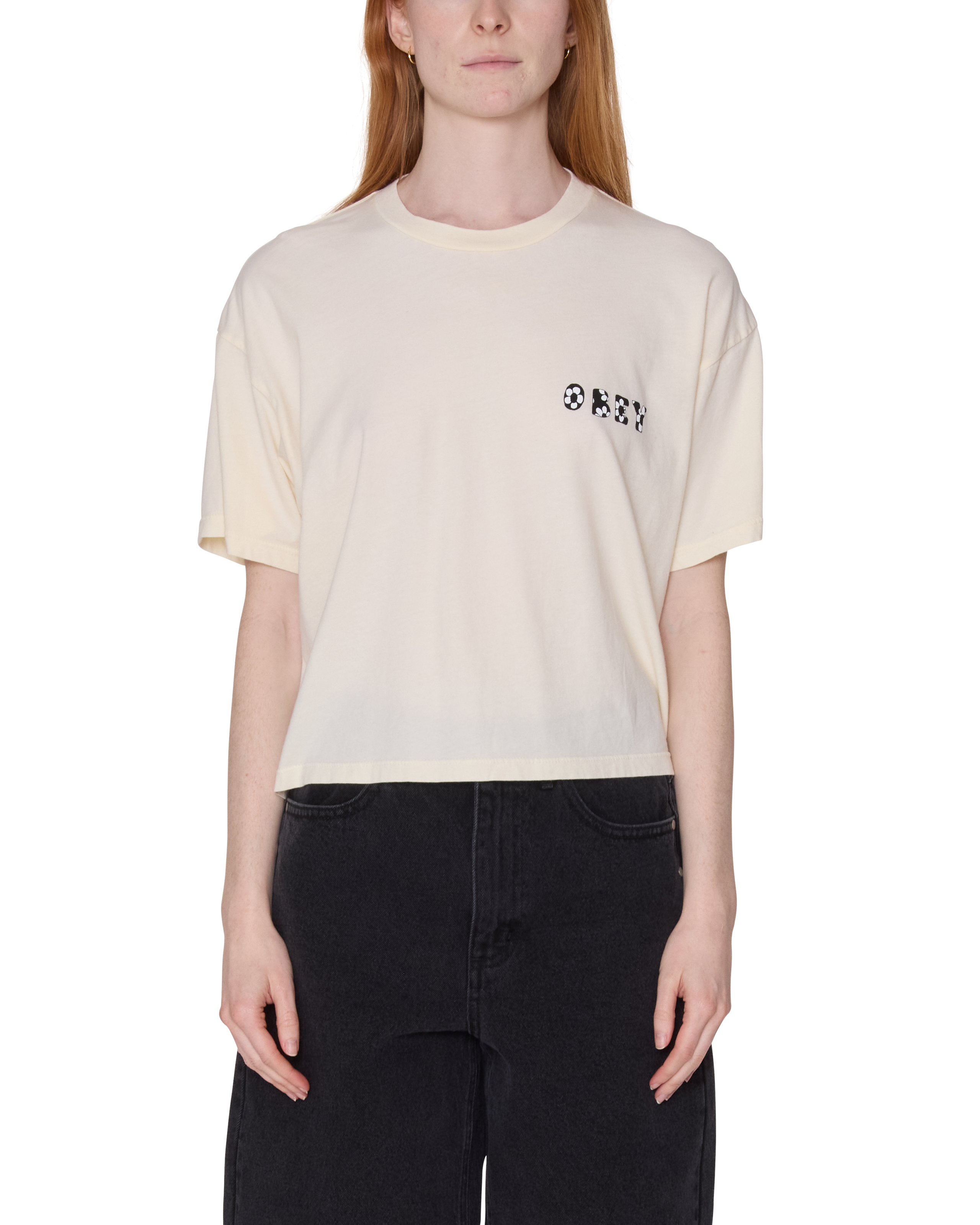 obey forget me not row t-shirt unbleached (zoomed)