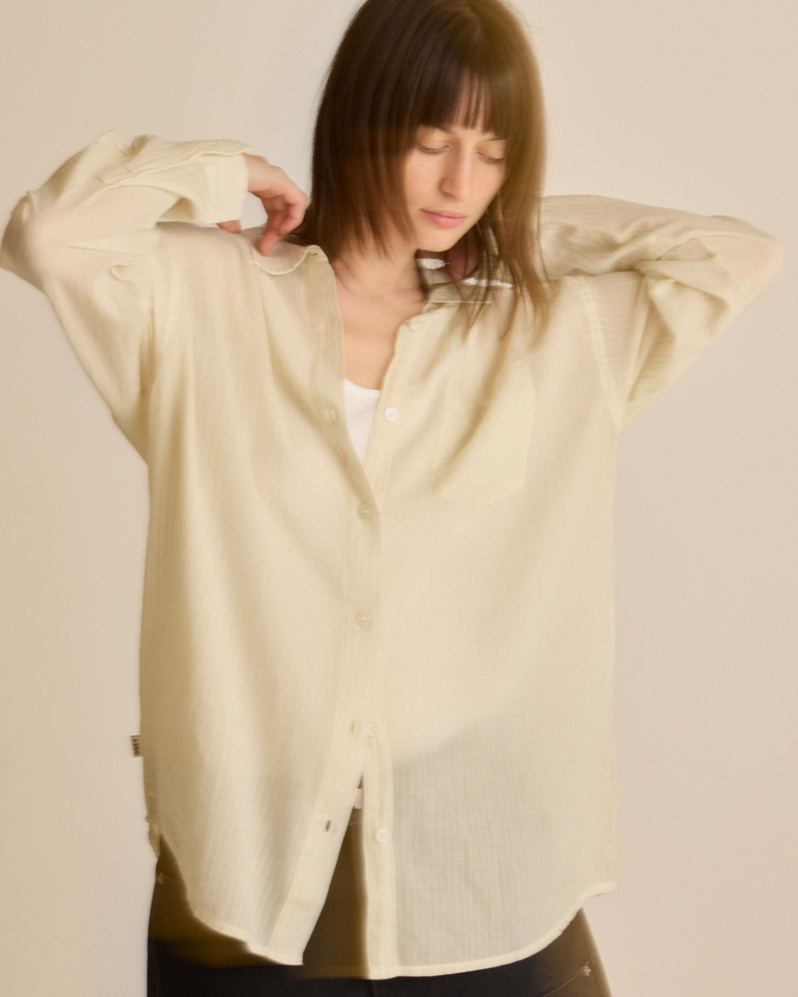 BLYTHE SHEER STRIPE SHIRT (zoomed)