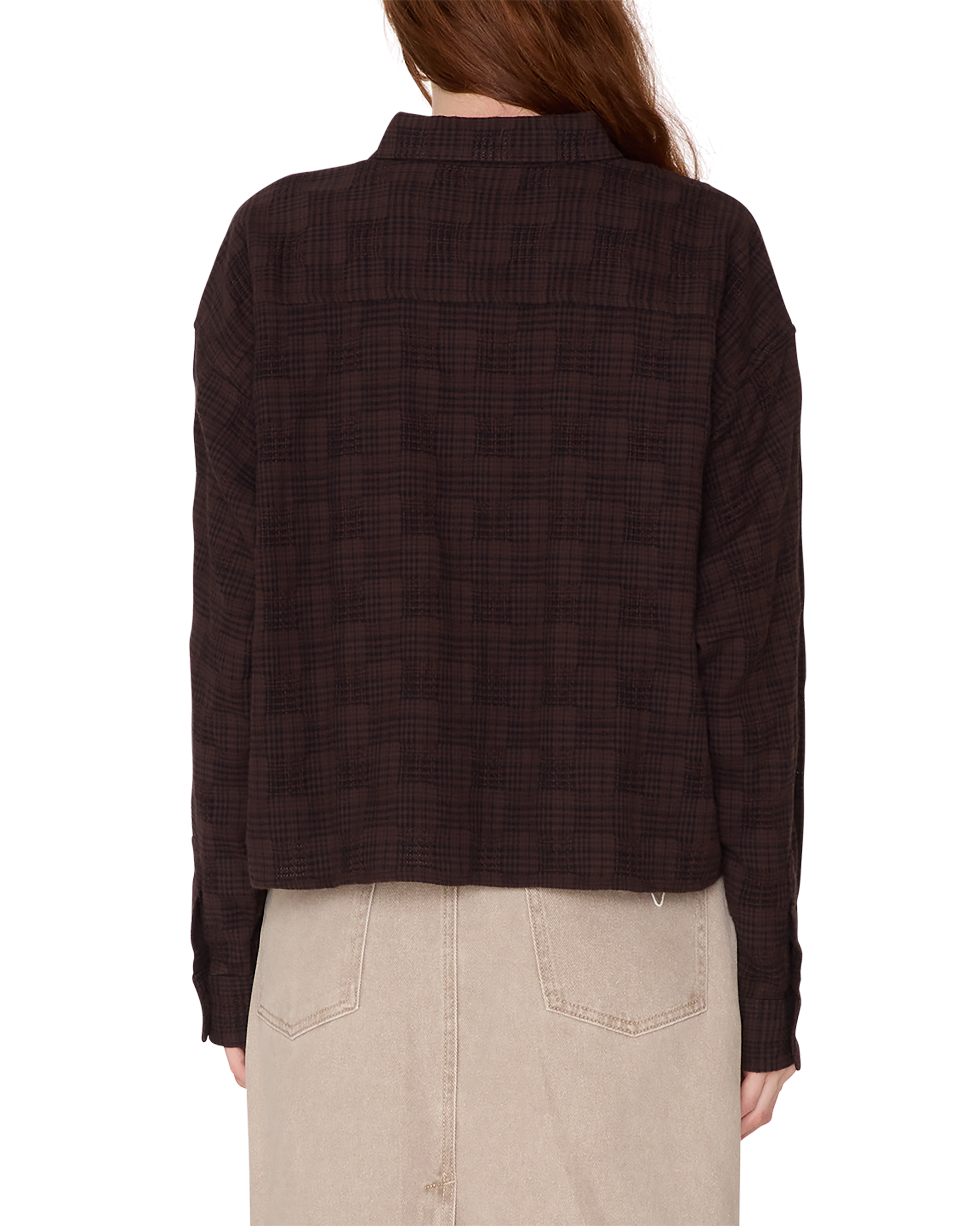 obey vivian plaid shirt java brown multi (zoomed)