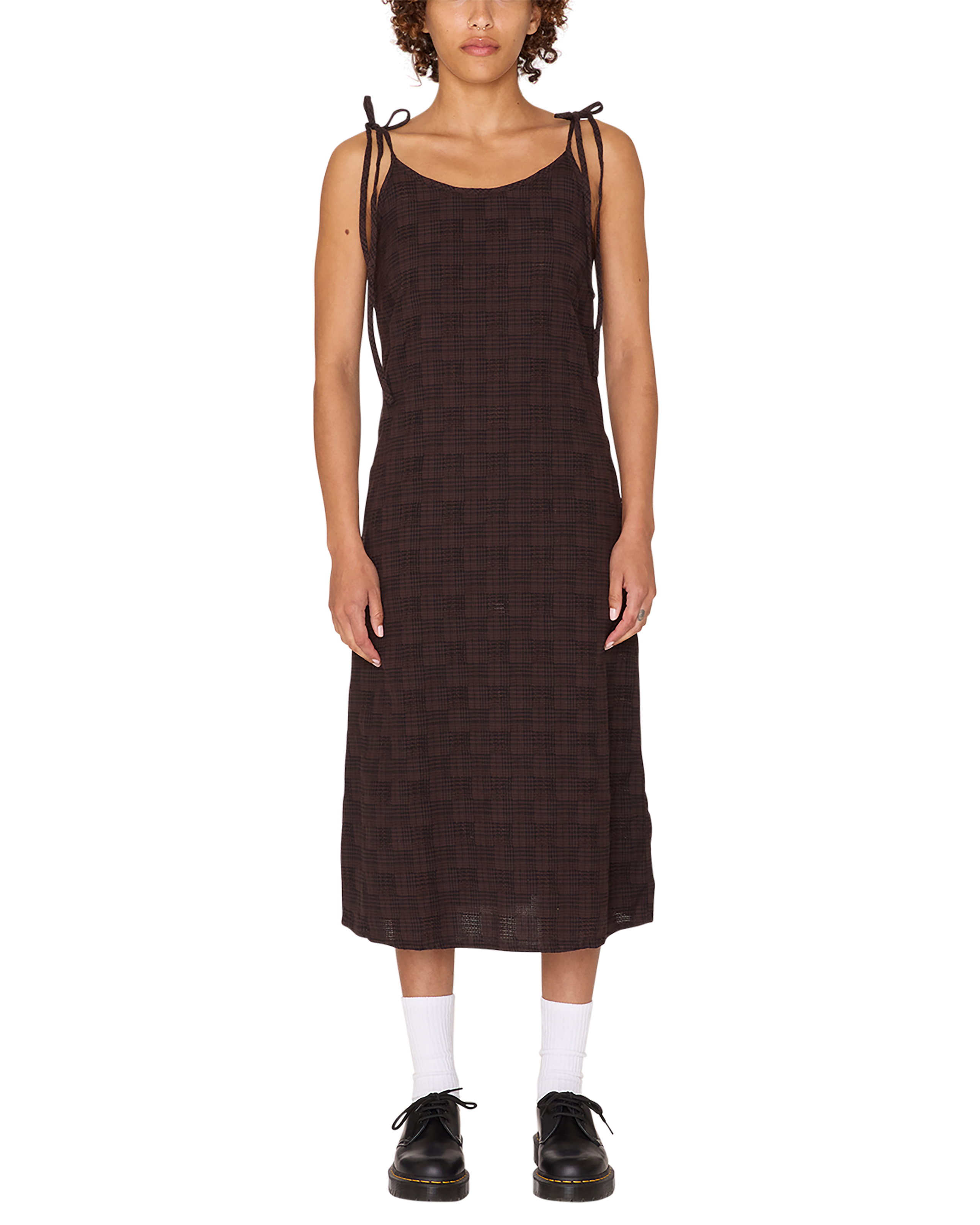 obey vivian plaid dress java brown multi (zoomed)