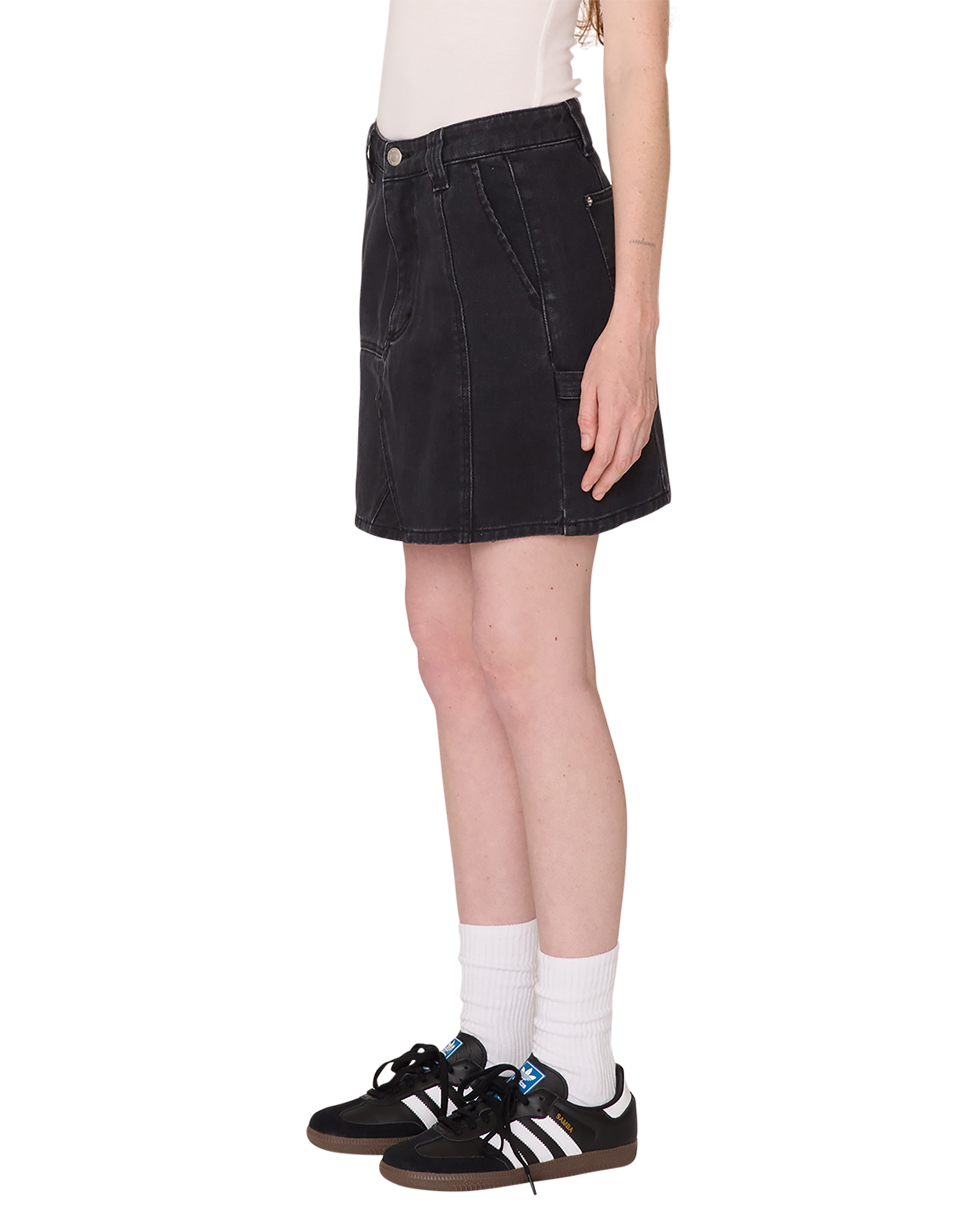 obey fixx mini skirt digital black faded wash (zoomed)