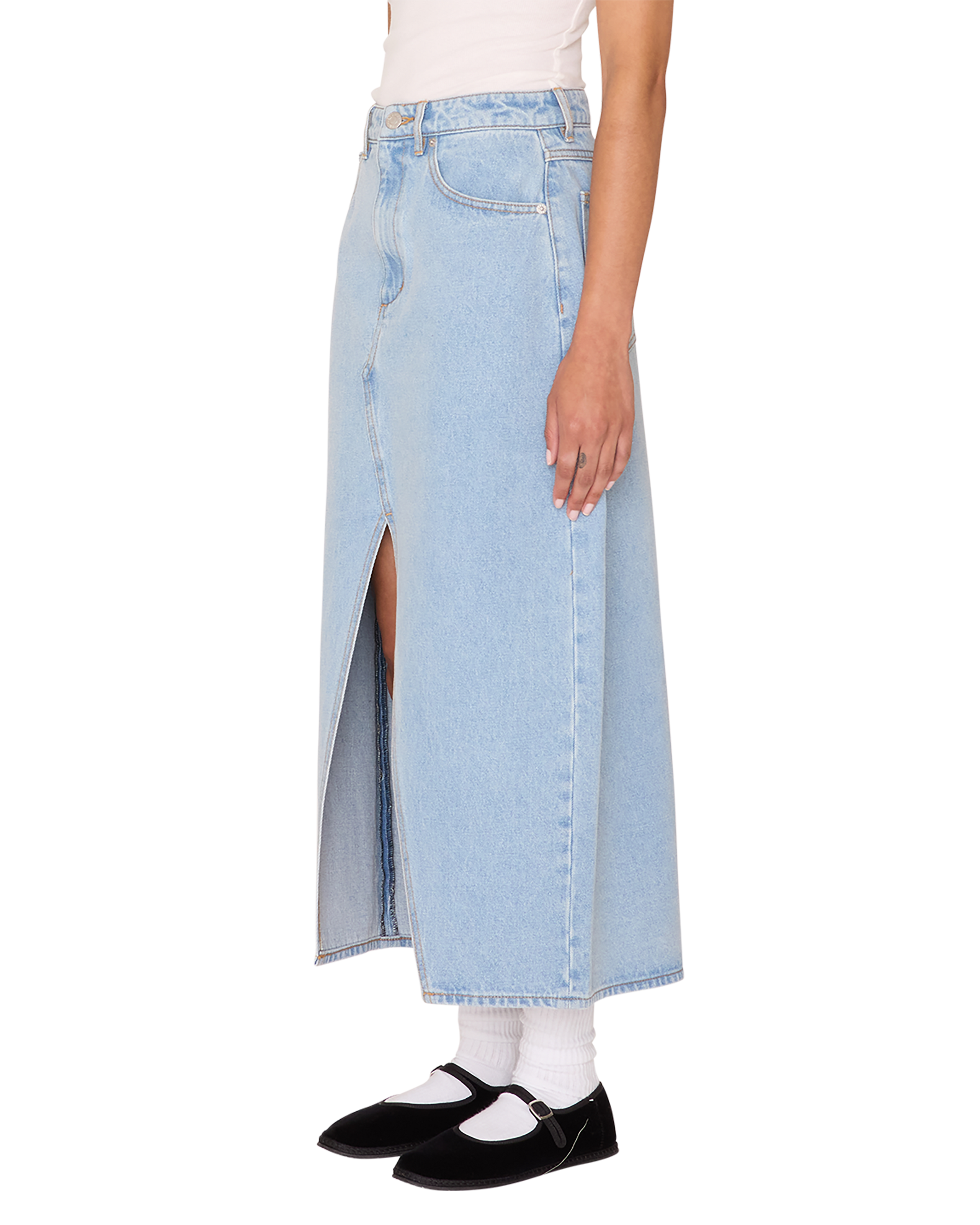 obey simplex denim skirt cirrus (zoomed)