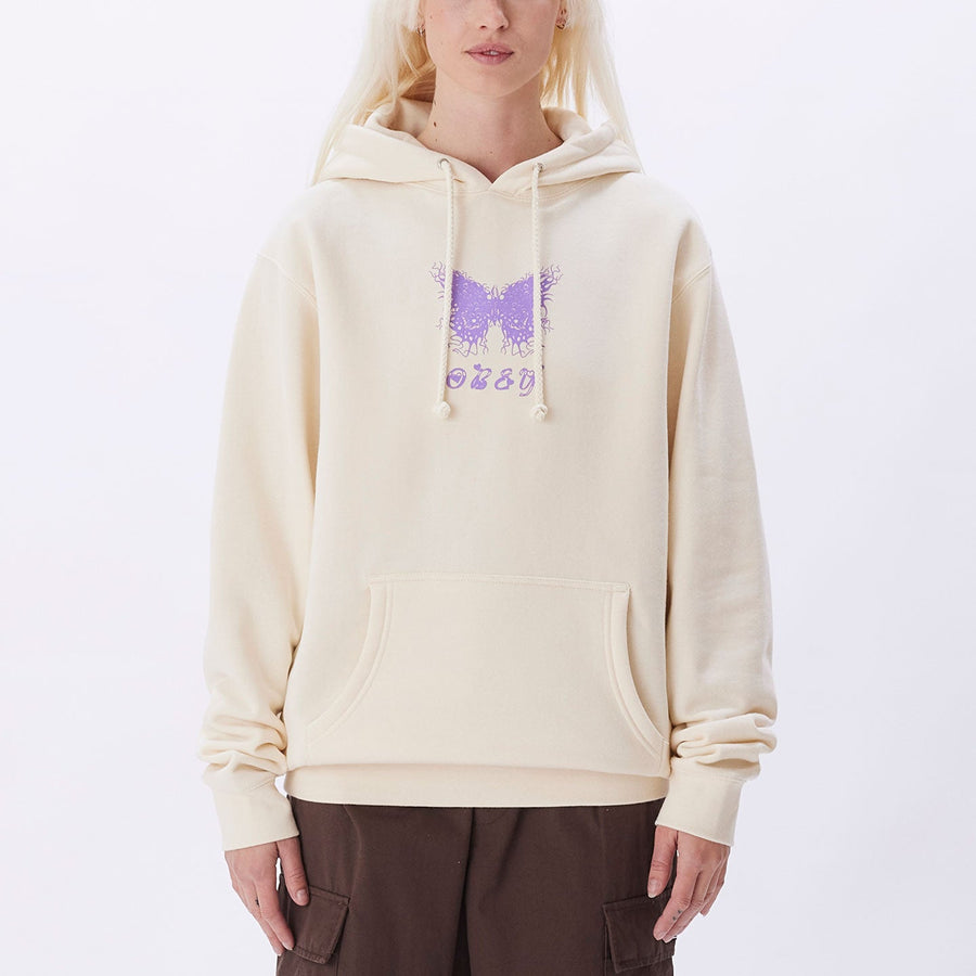FLAMING BUTTERFLY BASIC PULLOVER HOOD BONE