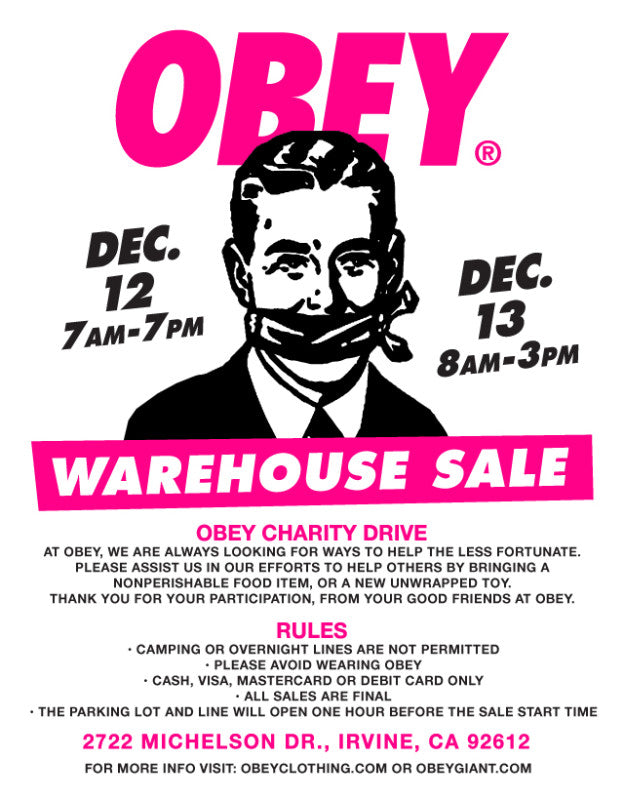 THE OBEY WAREHOUSE SALE IS UPON US