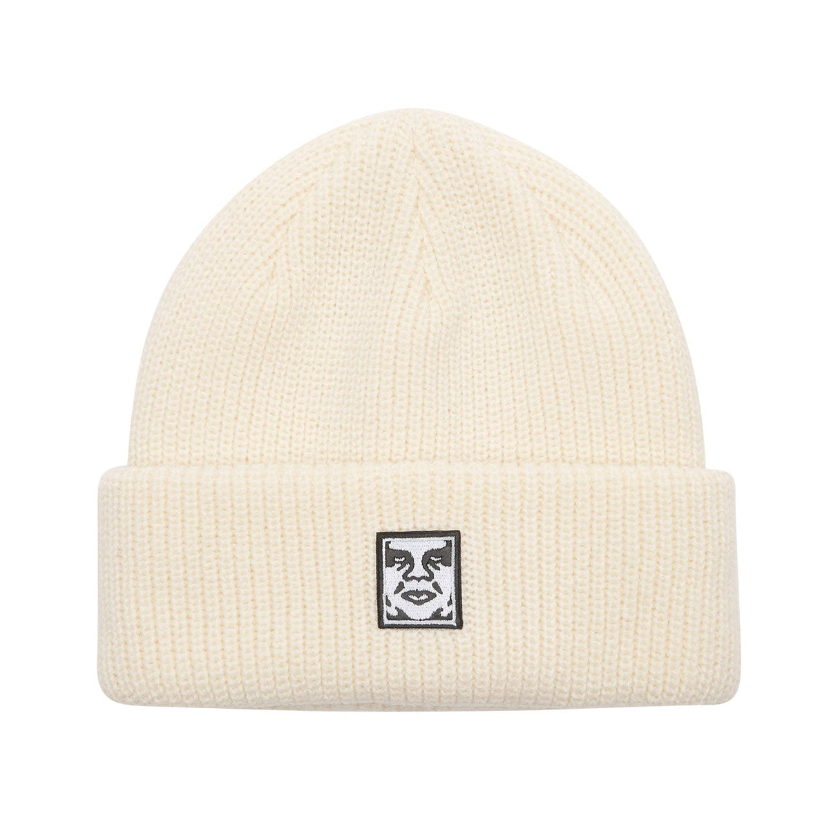 obey mid icon patch cuff beanie unbleached