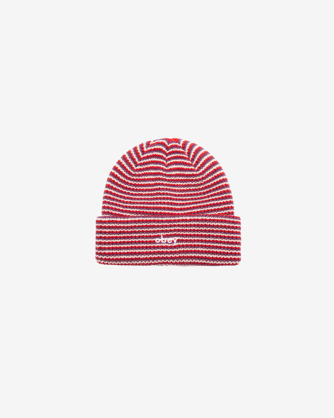 obey parker striped beanie red multi