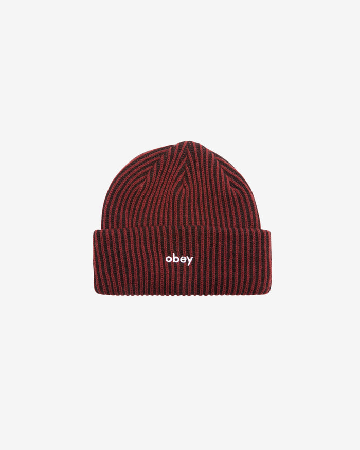 obey bowery 2 tone rib beanie tawny port multi