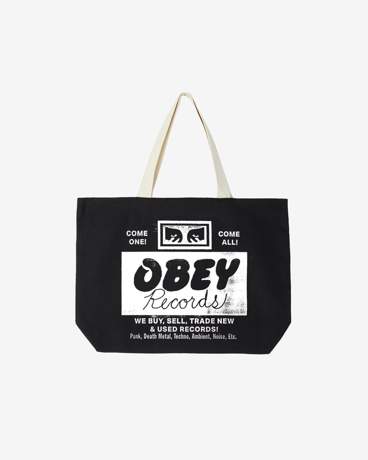 RECORDS BUY, SELL, TRADE TOTE BLACK