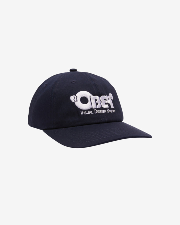 OBEY VISUAL DESIGN 5 PANEL SNAPBACK NAVY