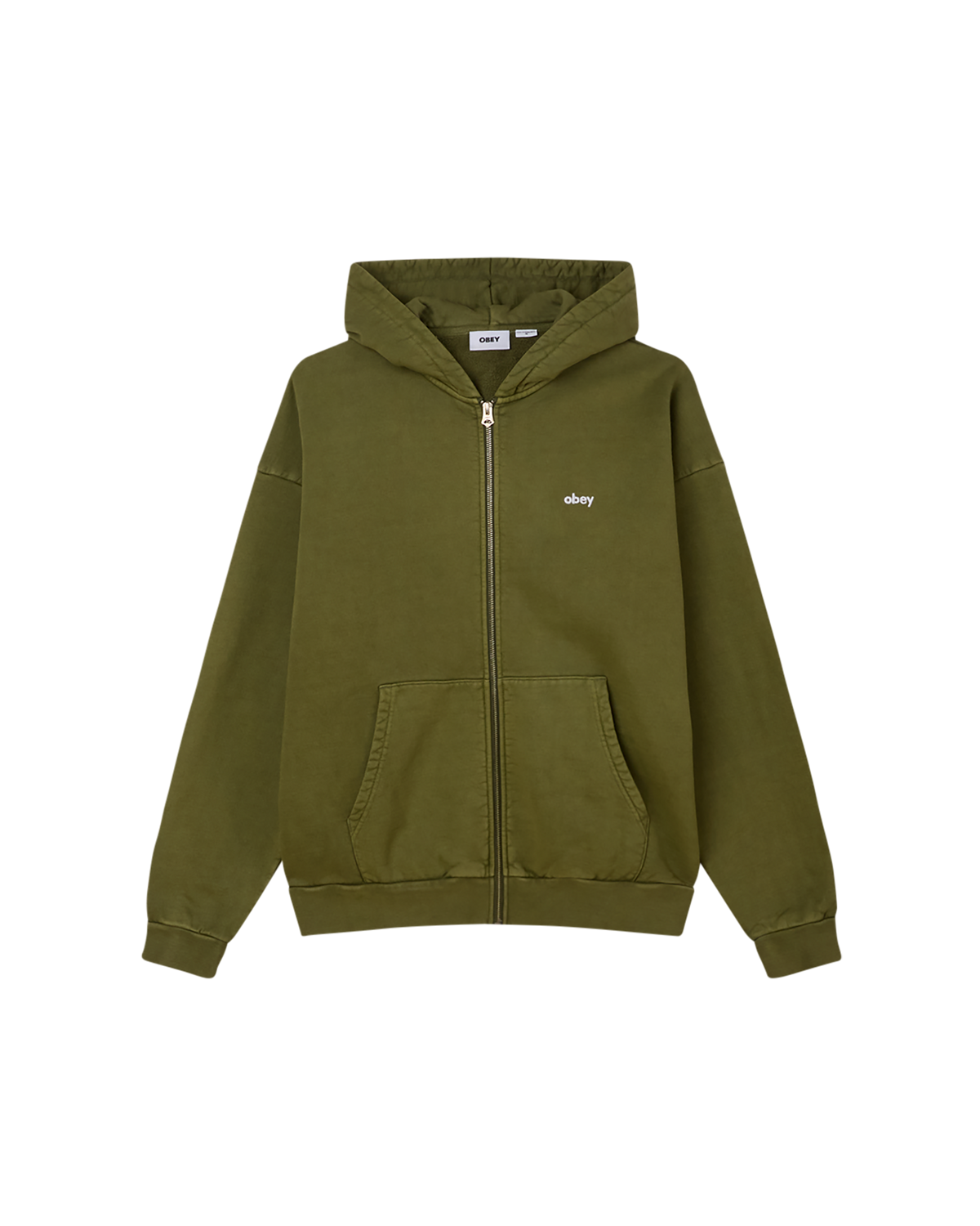 obey lowercase pigment zip hood pigment moss green