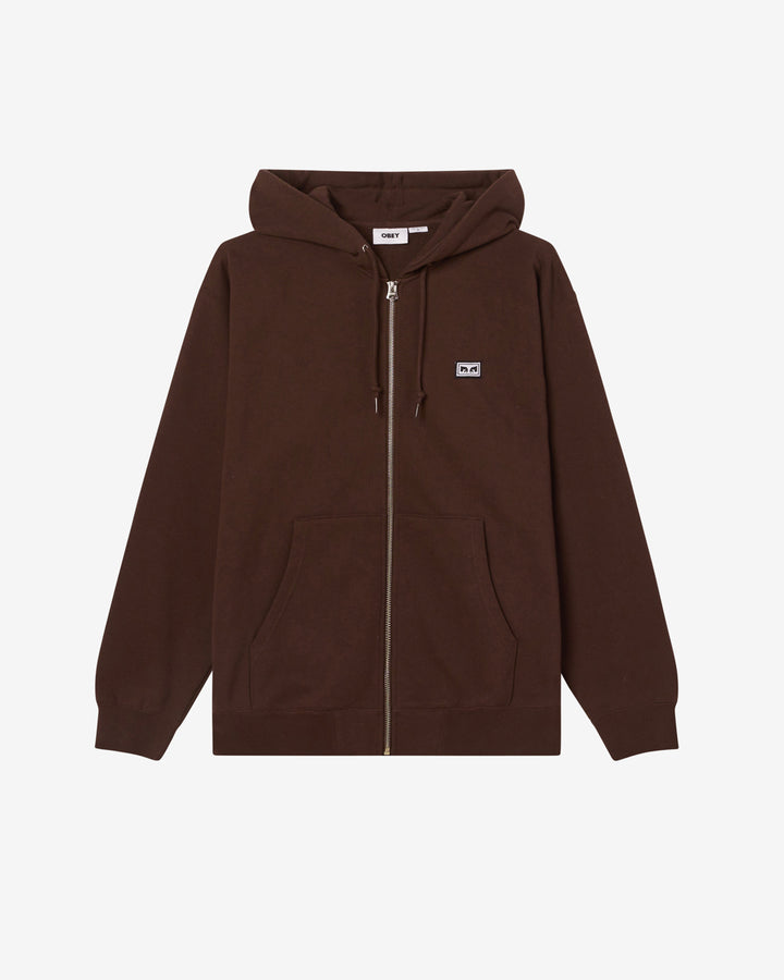 EST. WORKS EYES ZIP HOOD JAVA BROWN