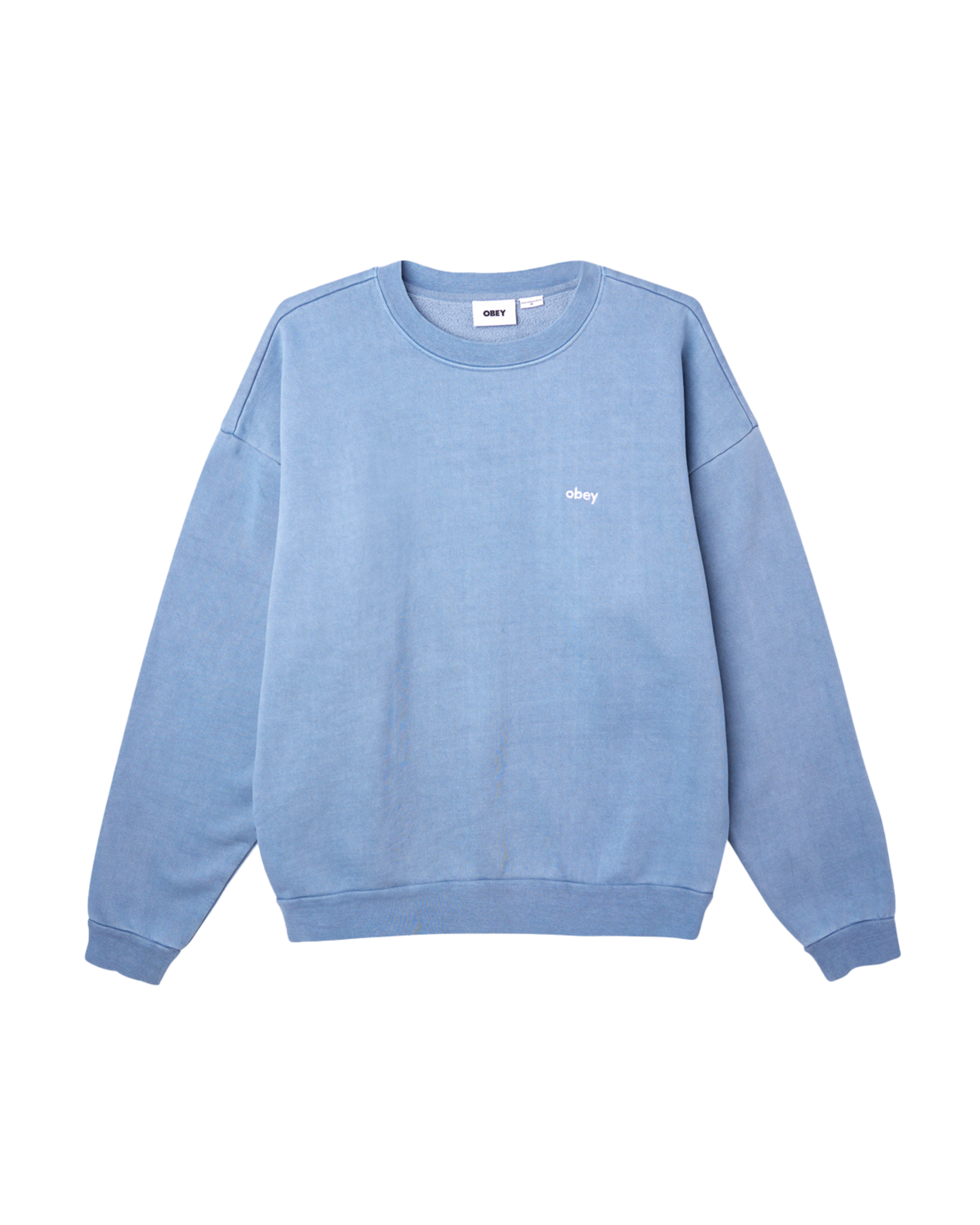 obey lowercase pigment crewneck pigment coronet blue