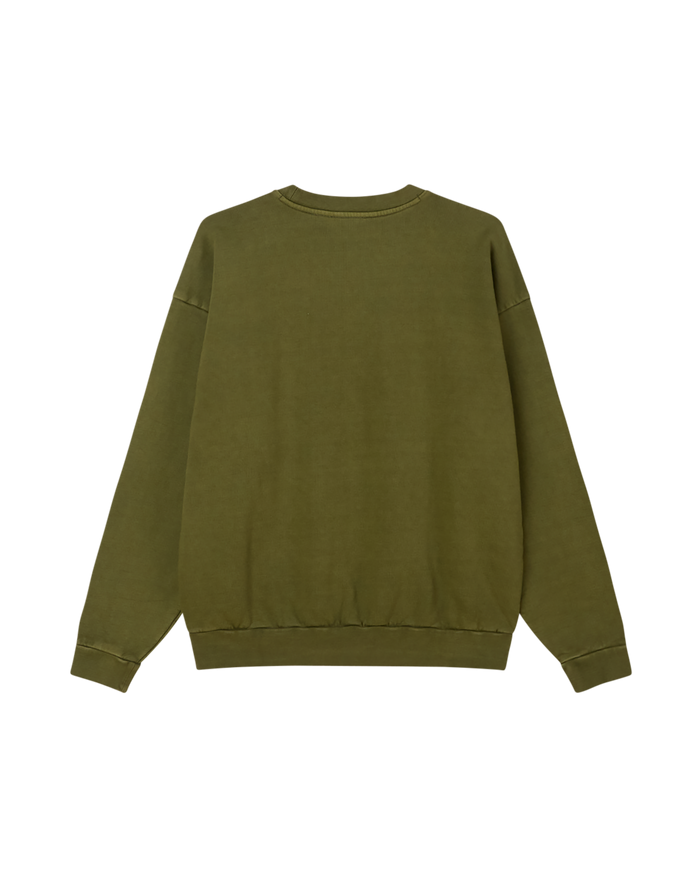 obey lowercase pigment crewneck pigment moss green