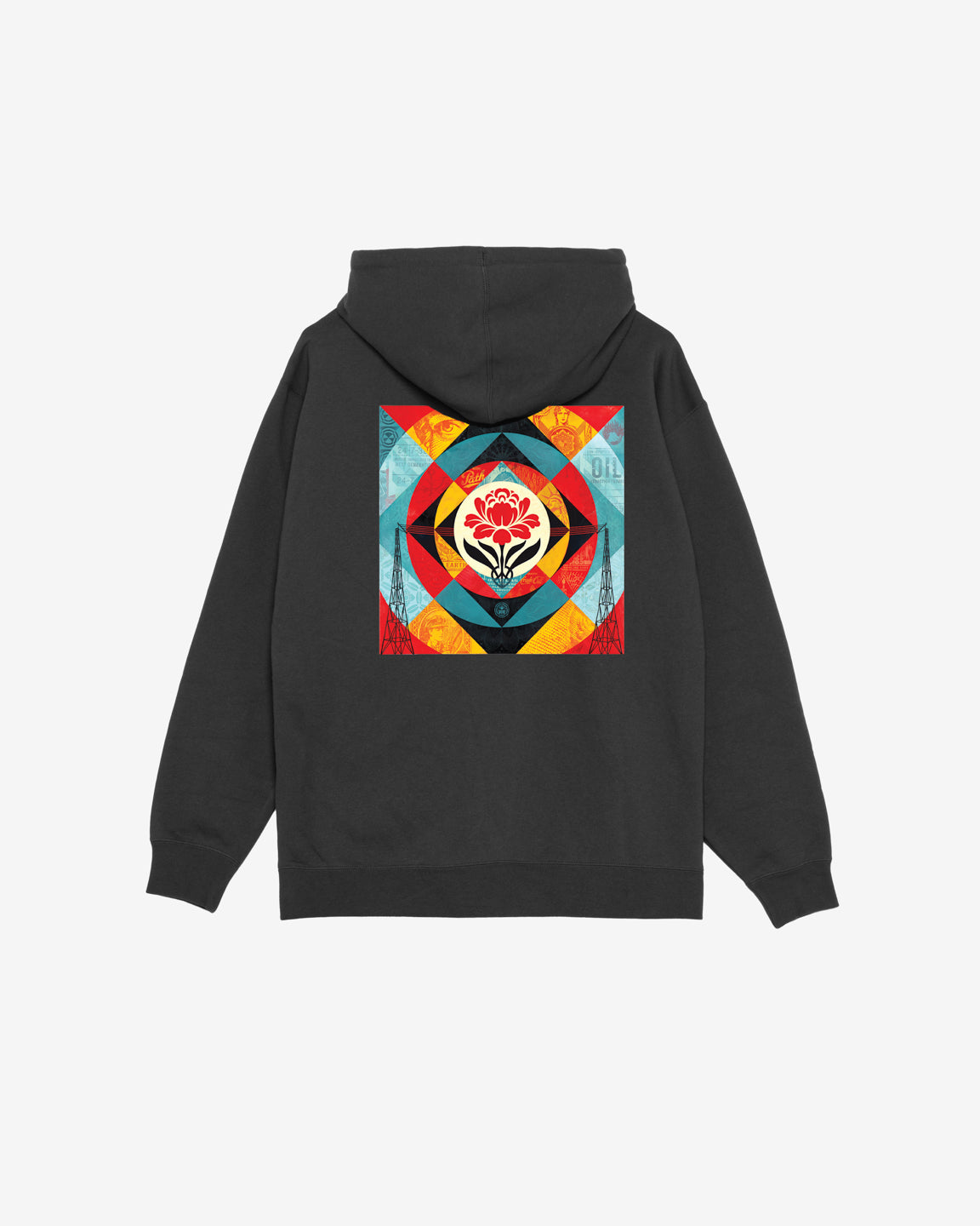 obey geometric power canvas pullover black