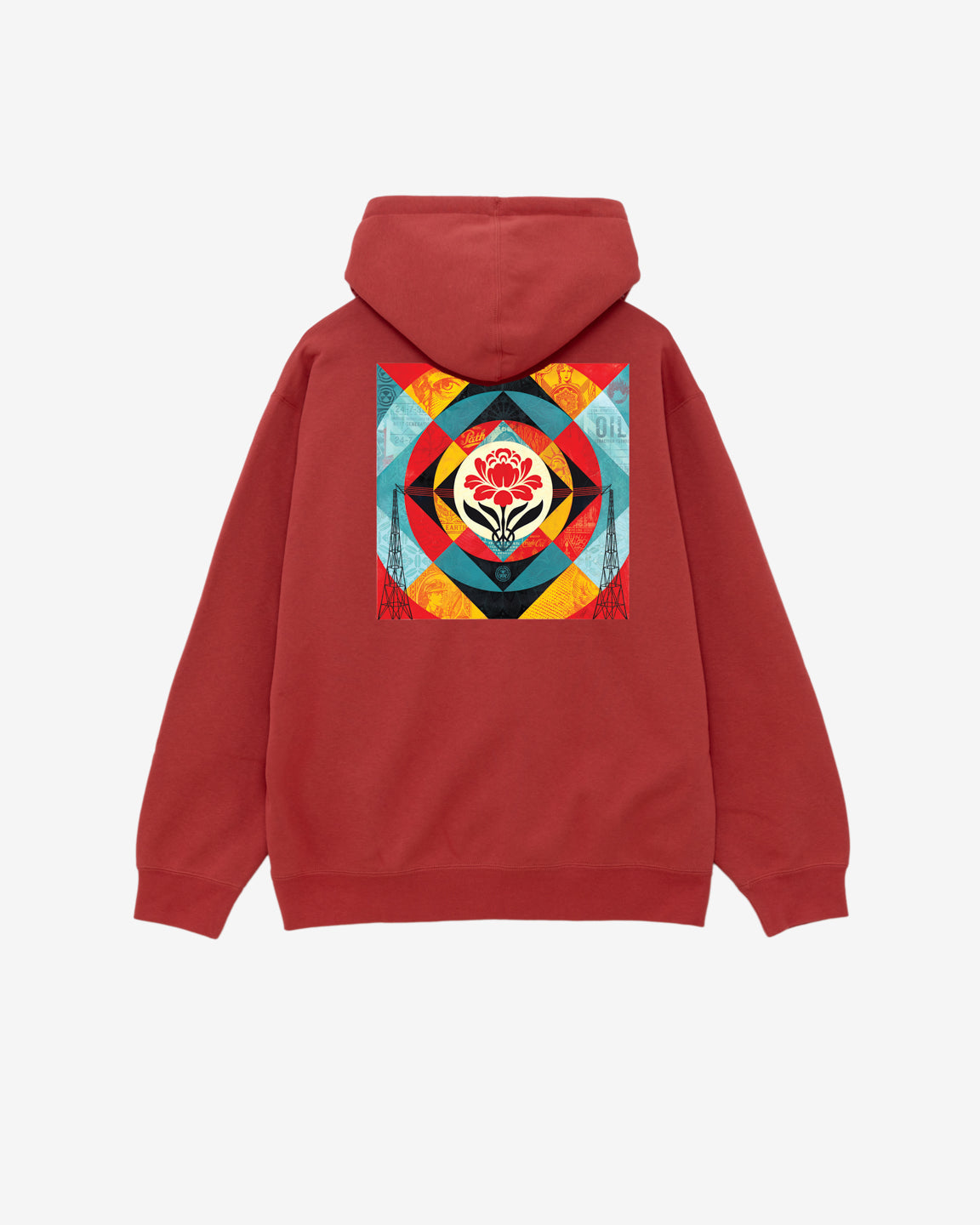 obey geometric power canvas pullover mineral red