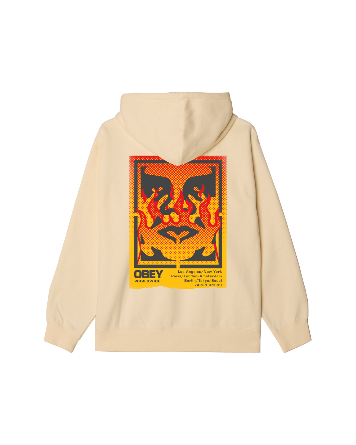 obey icon stencil flame pullover unbleached