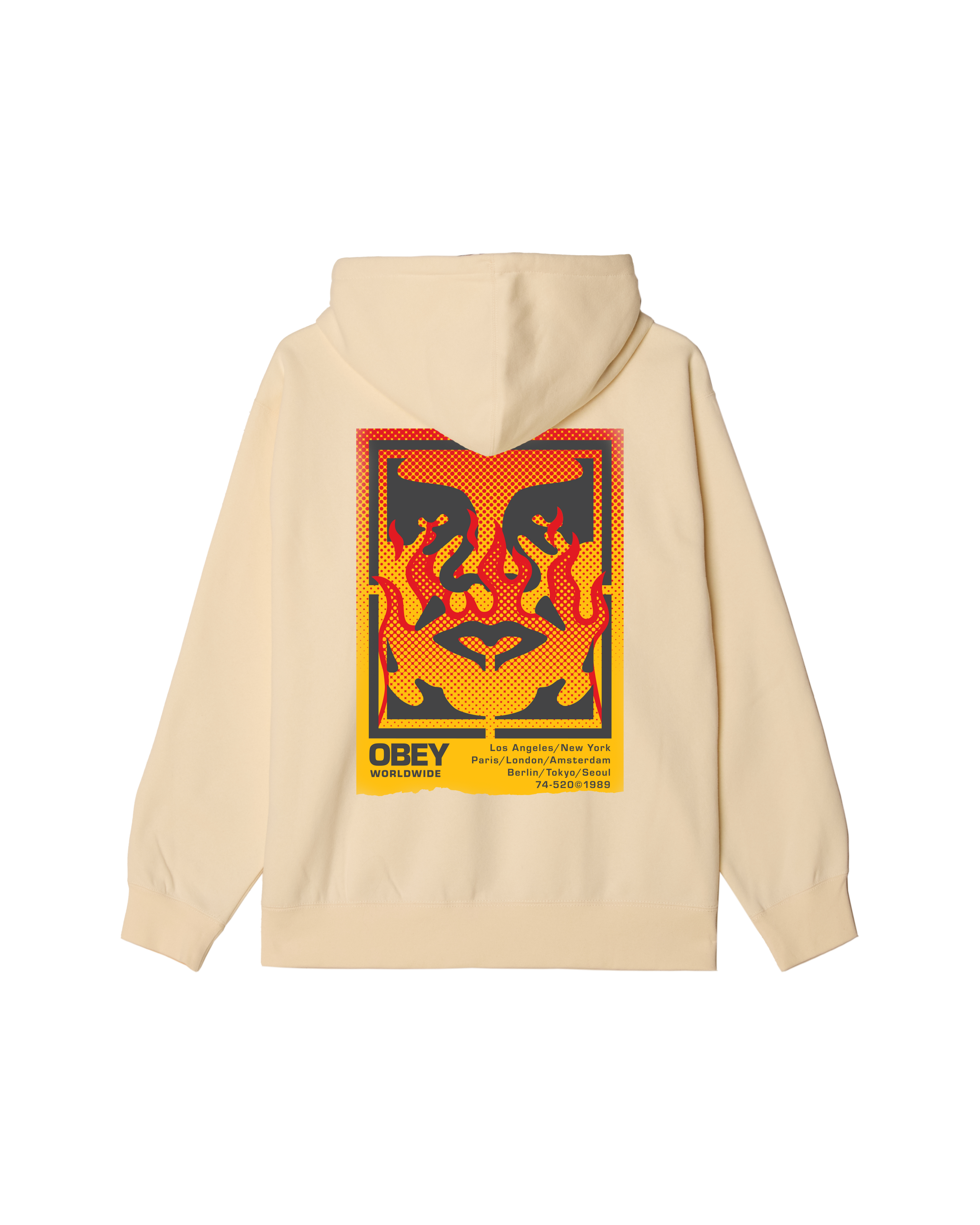 obey icon stencil flame pullover unbleached