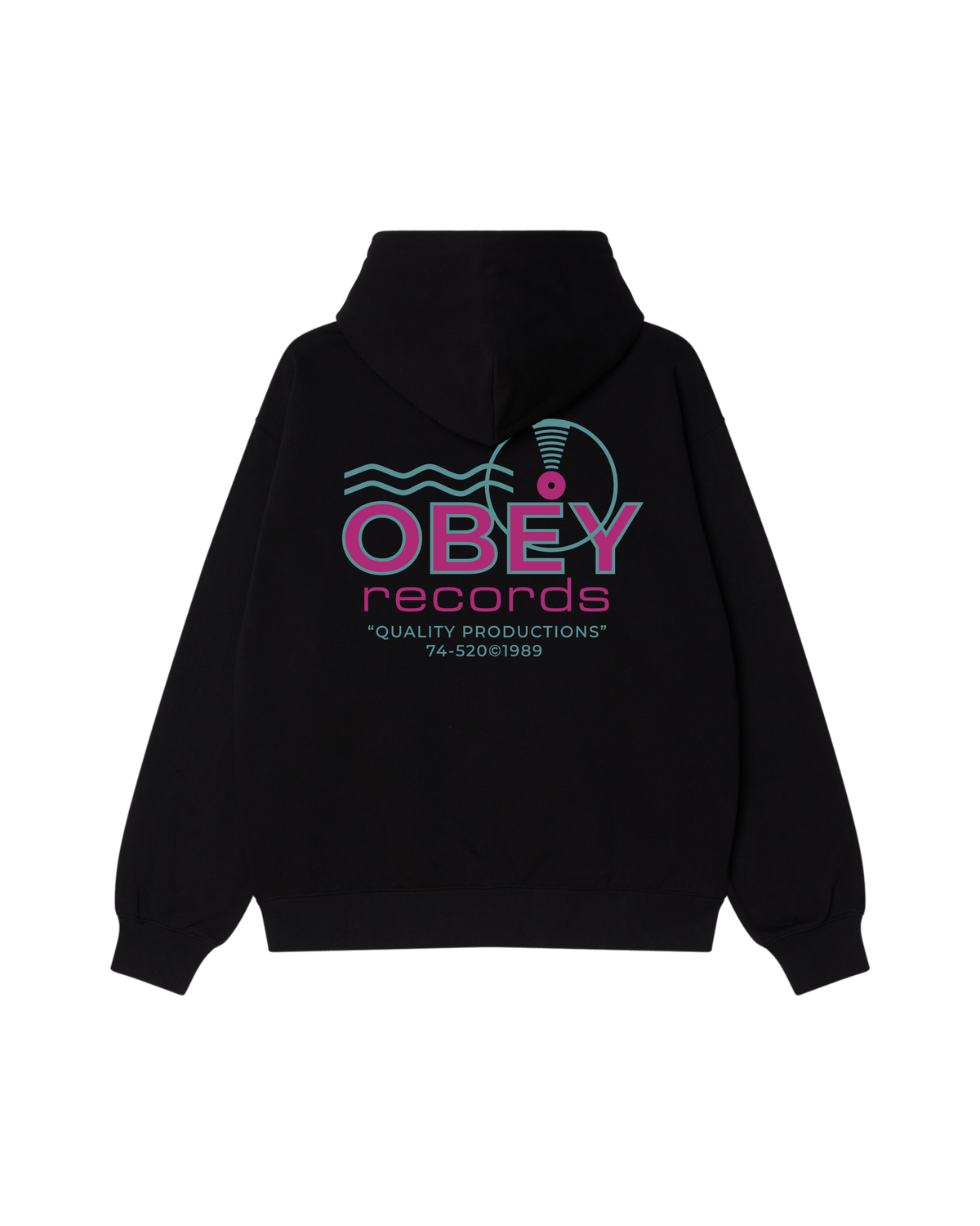 obey records sound waves pullover black