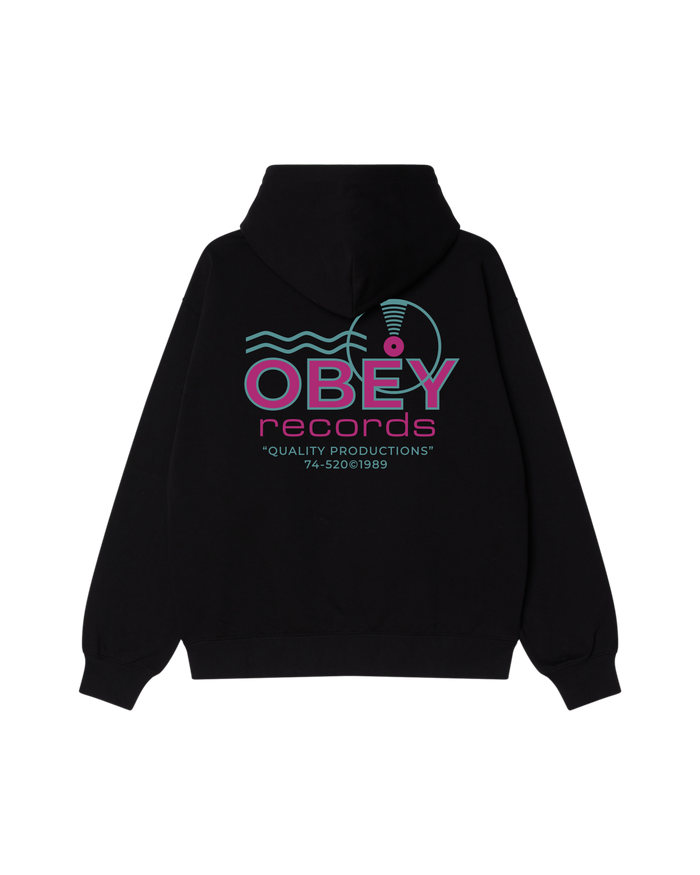 obey records sound waves pullover black