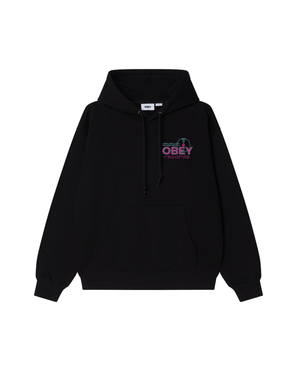 obey records sound waves pullover black