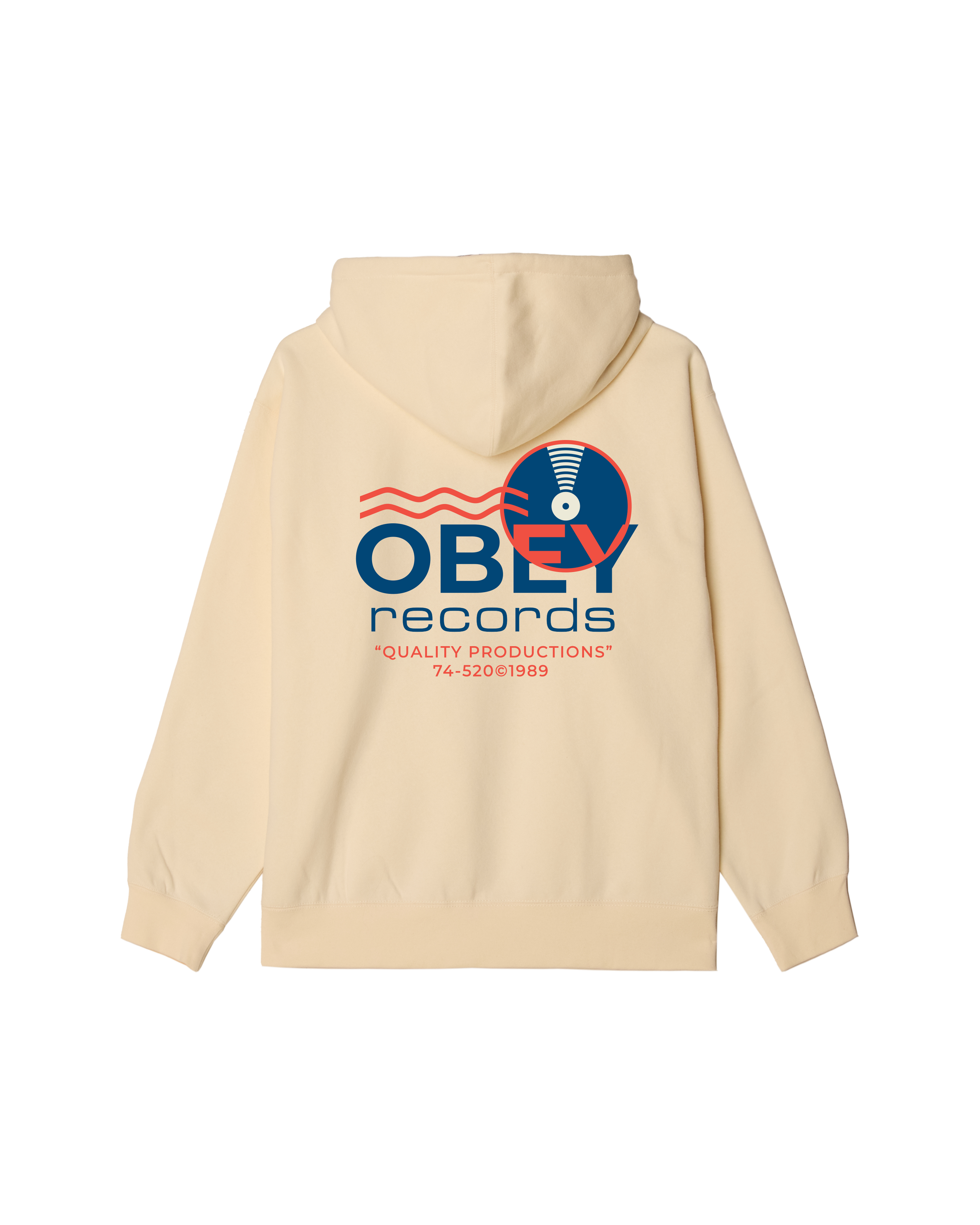 obey records sound waves pullover unbleached