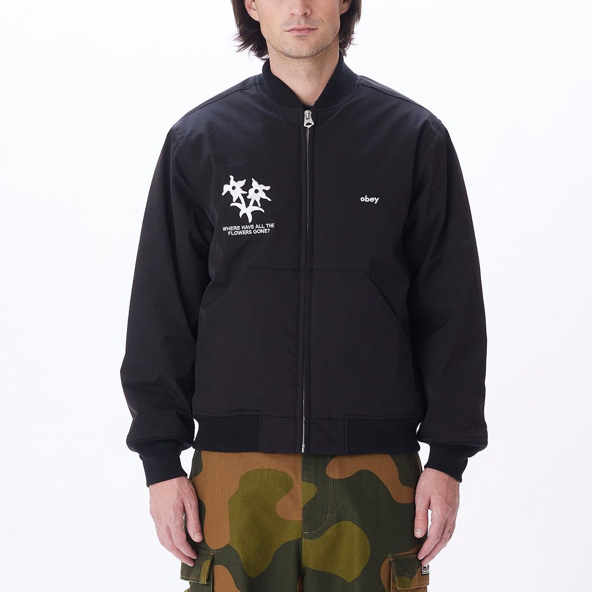 obey turnpike bomber jacket black