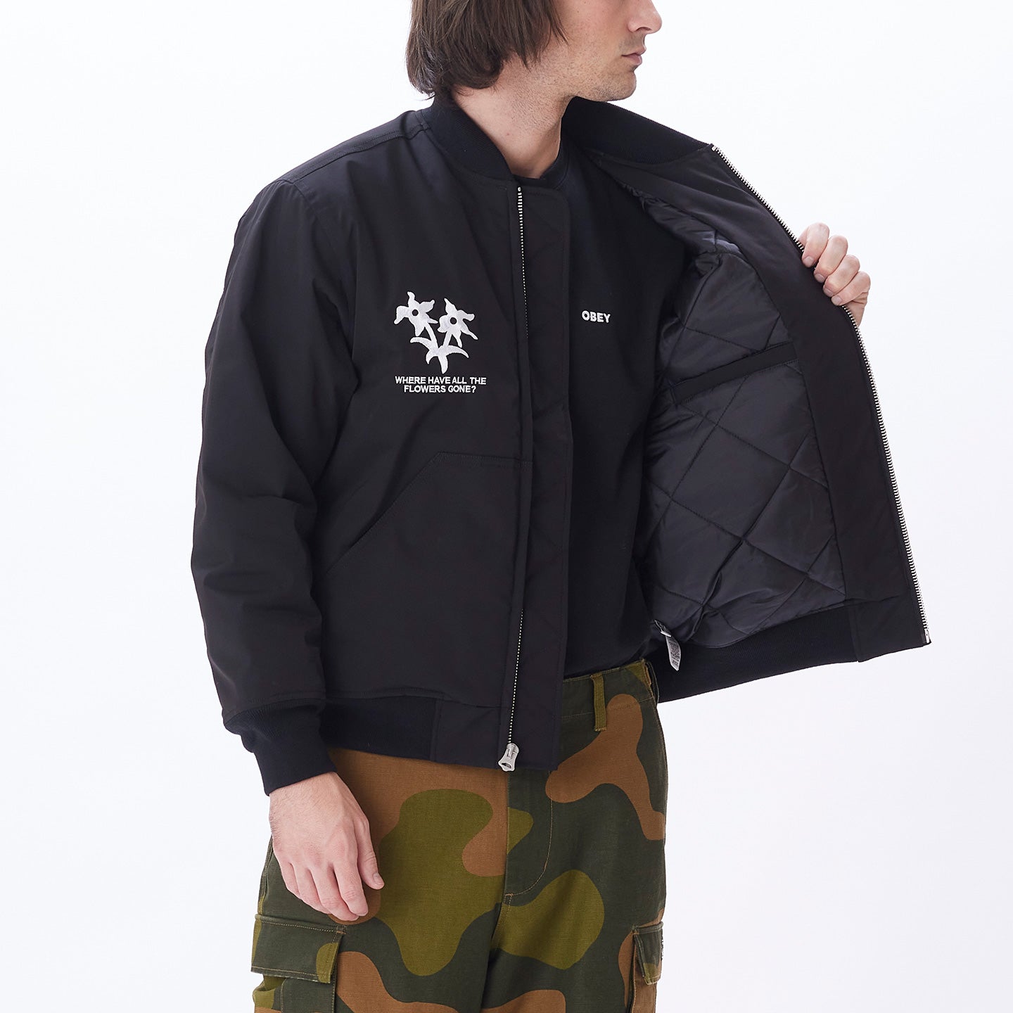 obey turnpike bomber jacket black