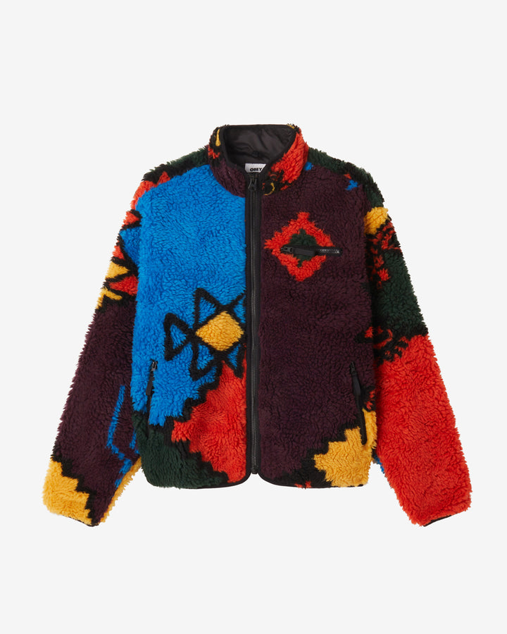 MOROCCAN RUG SHERPA JACKET BRIGHT MULTI