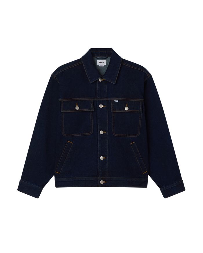 obey opena jacket rinse indigo