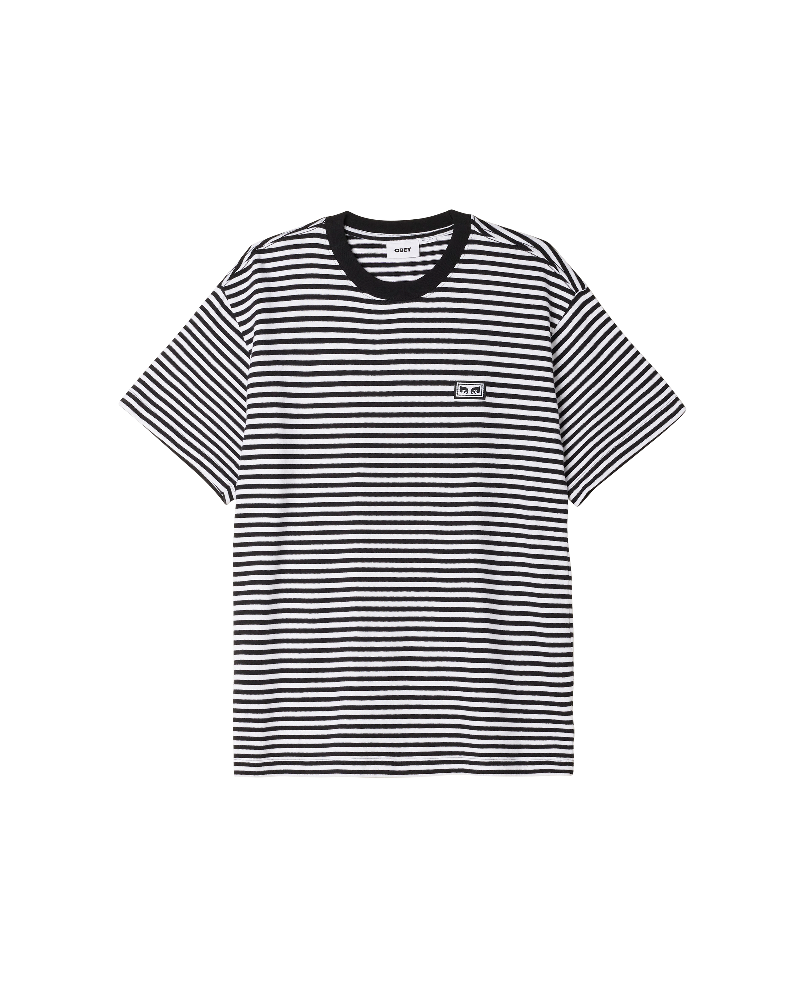 obey est works eyes stripe t shirt black multi (zoomed)