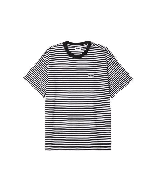 obey est works eyes stripe t shirt black multi