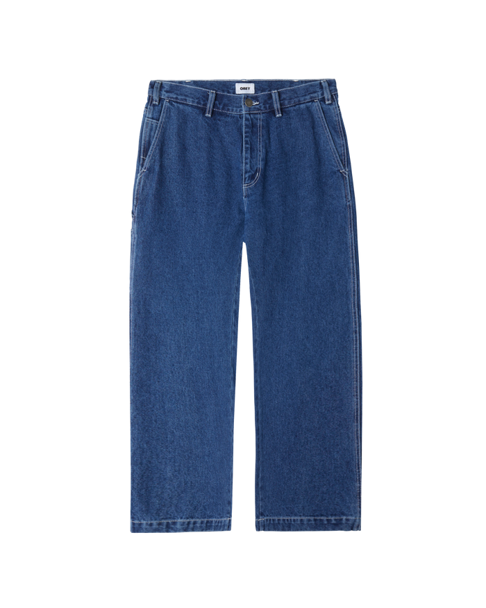 obey hardwork carpenter denim stone wash indigo