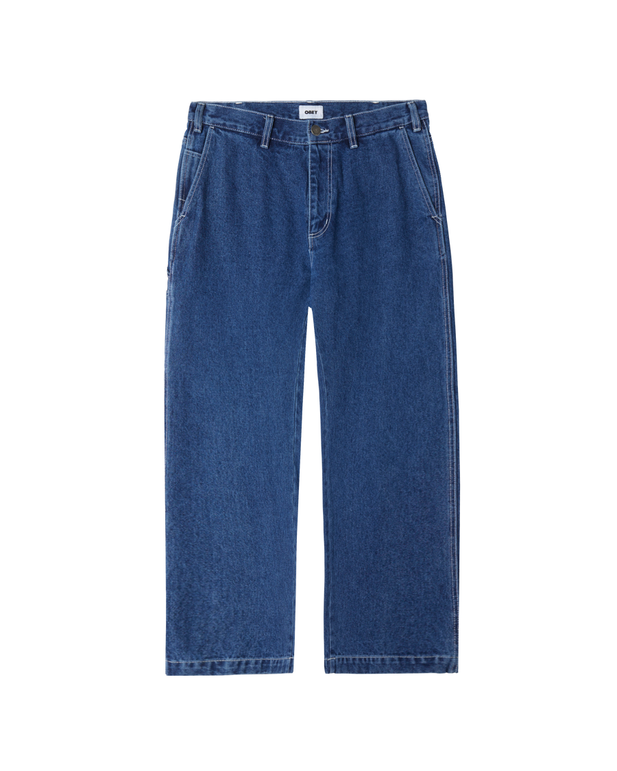 obey hardwork carpenter denim stone wash indigo