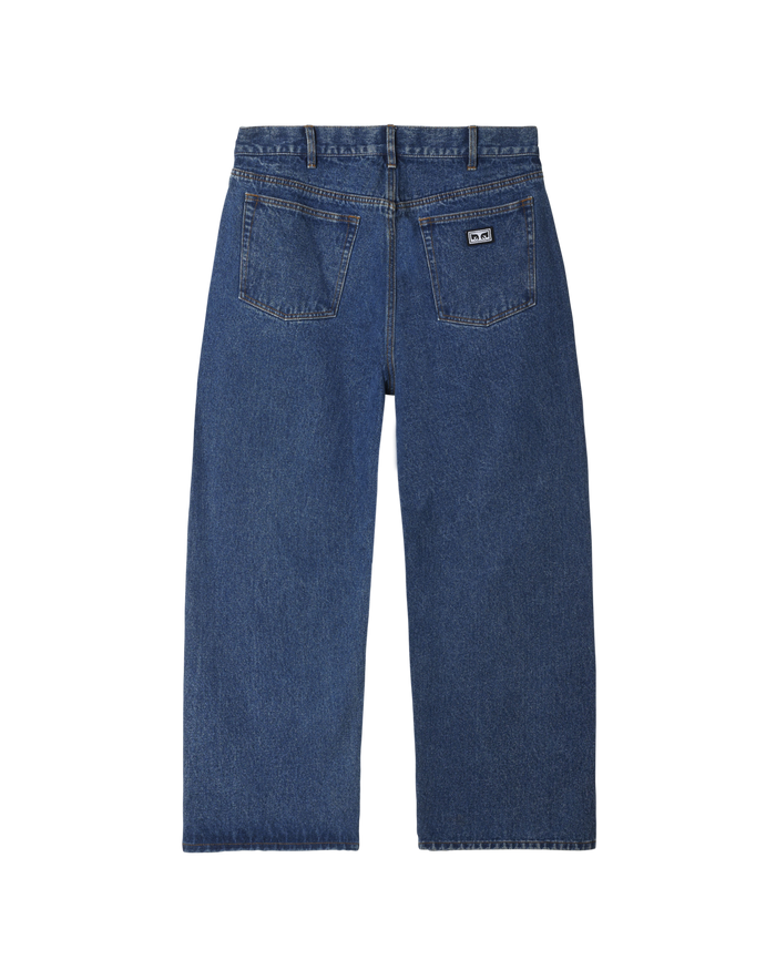 obey bigwig baggy denim stone wash indigo