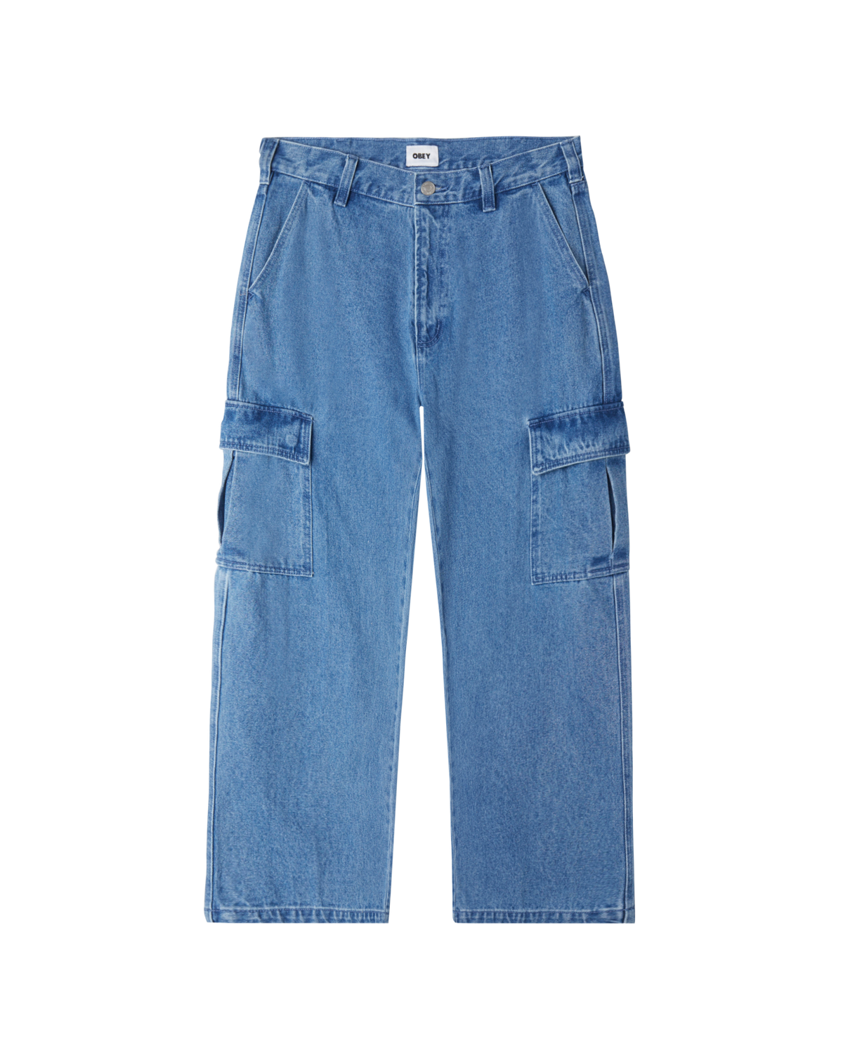 obey bigwig cargo denim pant light indigo