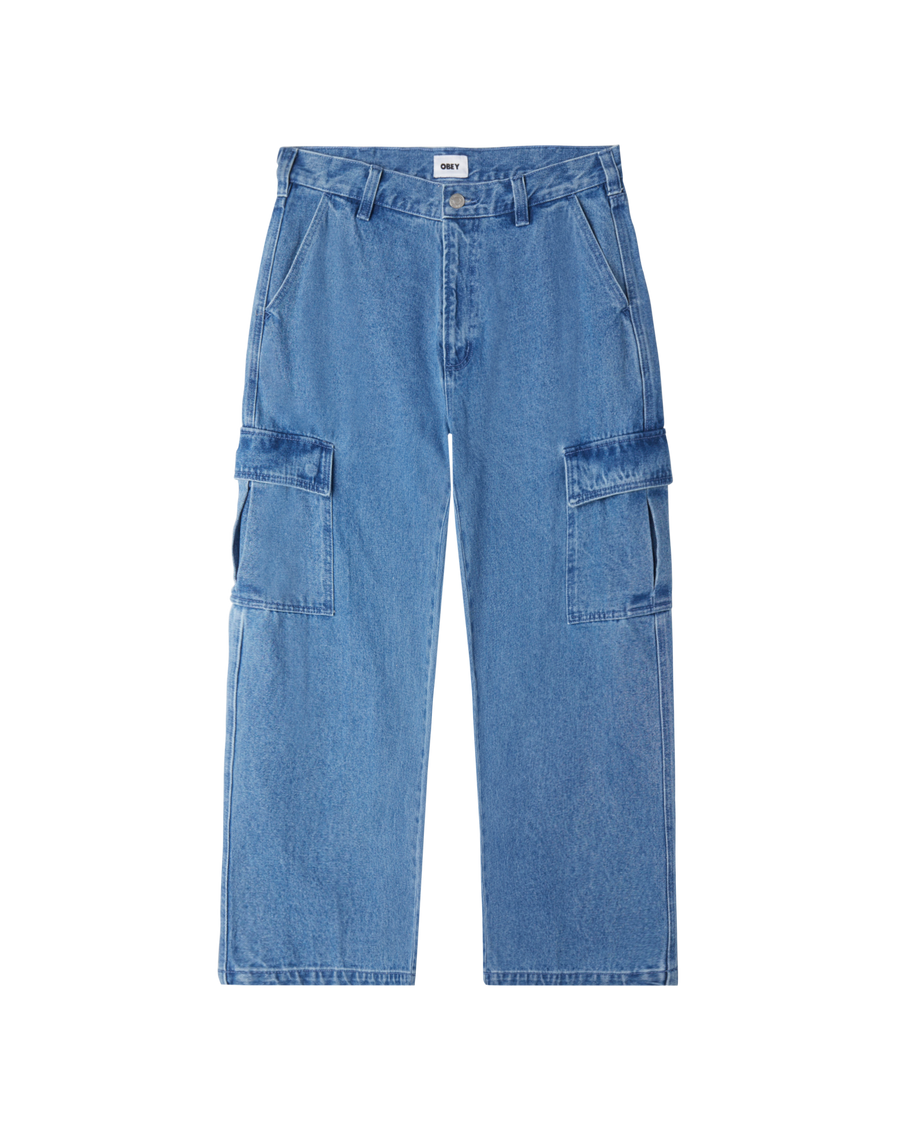 obey bigwig cargo denim pant light indigo