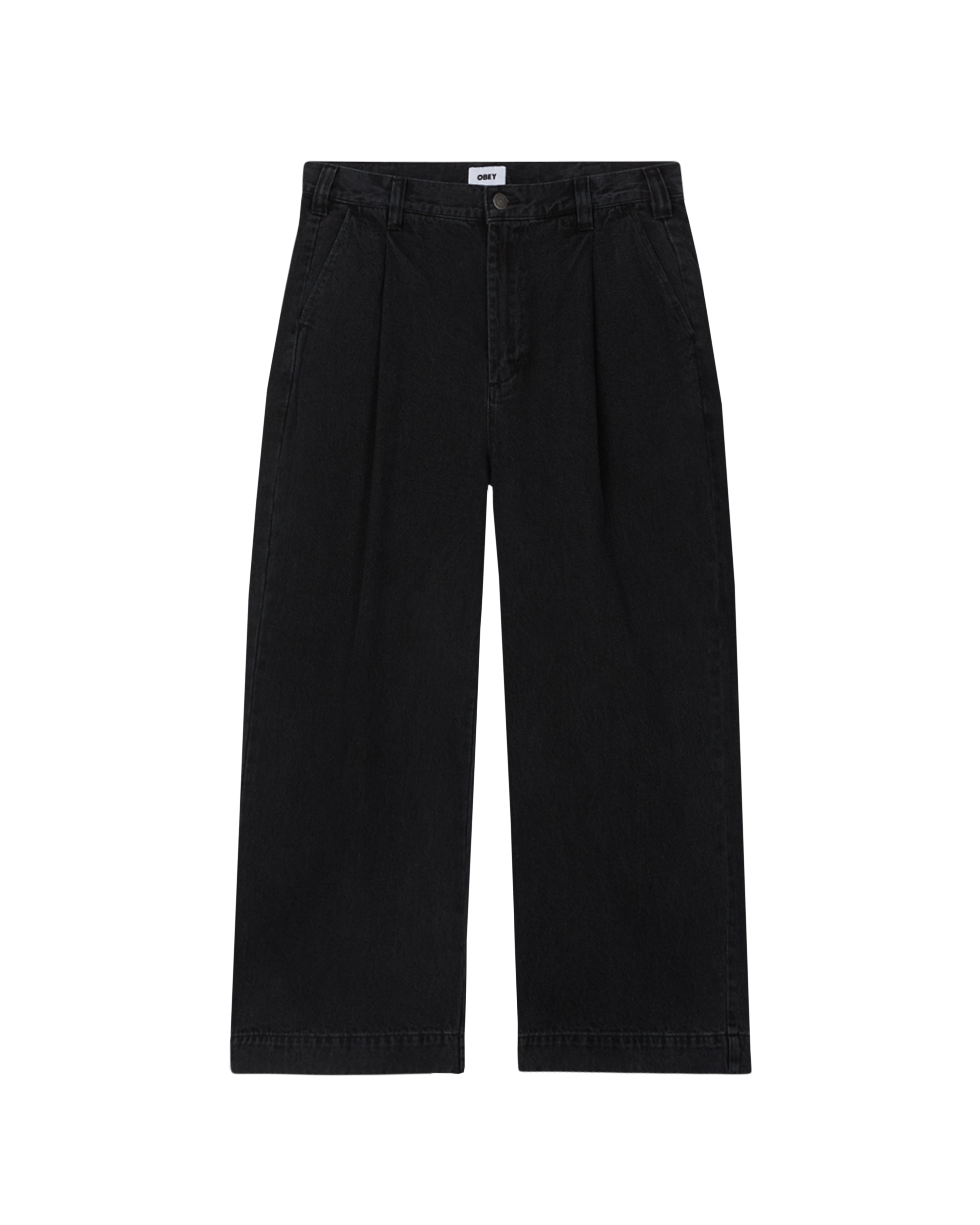 obey oliver denim pleated pant faded black