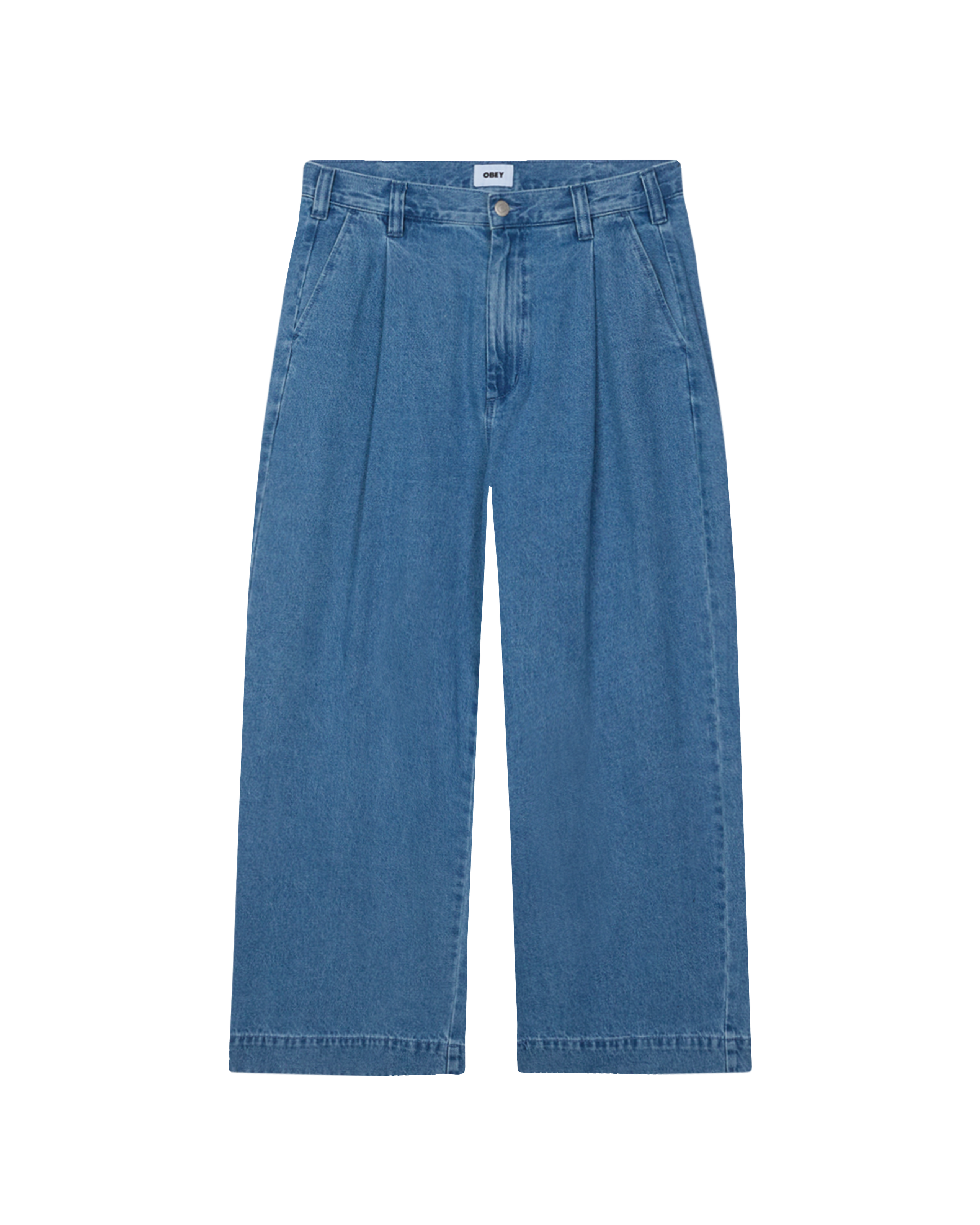 obey oliver denim pleated pant light indigo