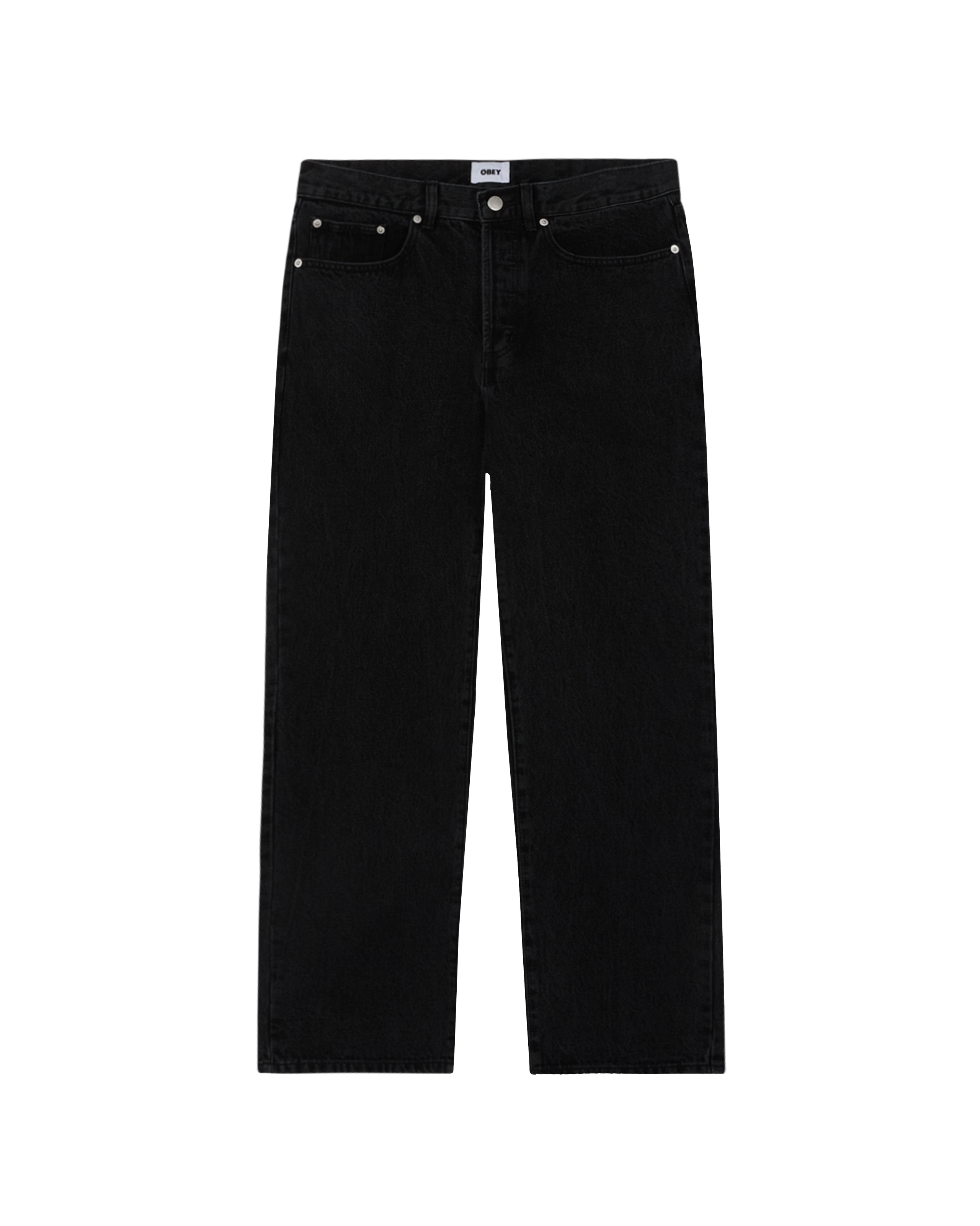 obey classic baggy denim faded black (zoomed)