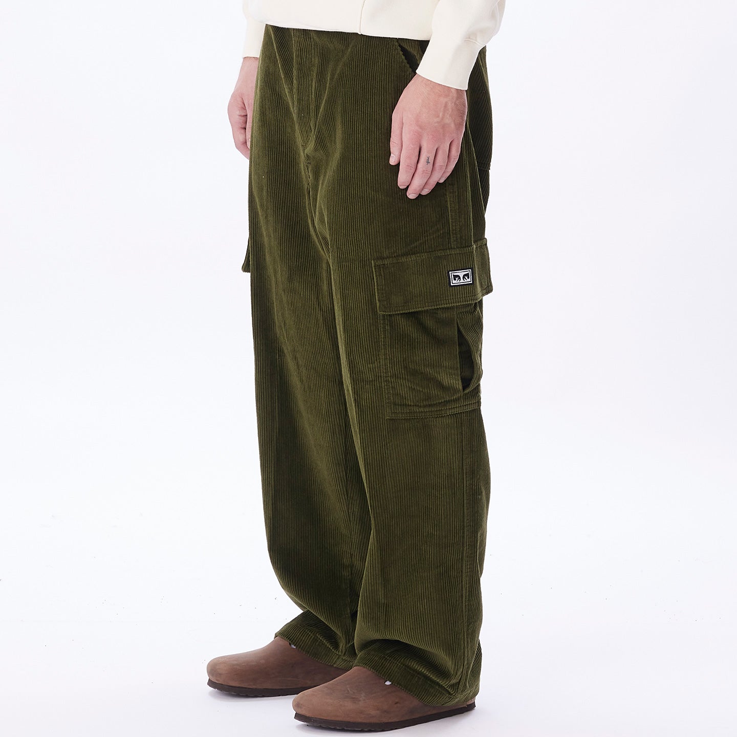OBEY Clothing Bigwig Men's Baggy Corduroy Cargo Pants Green