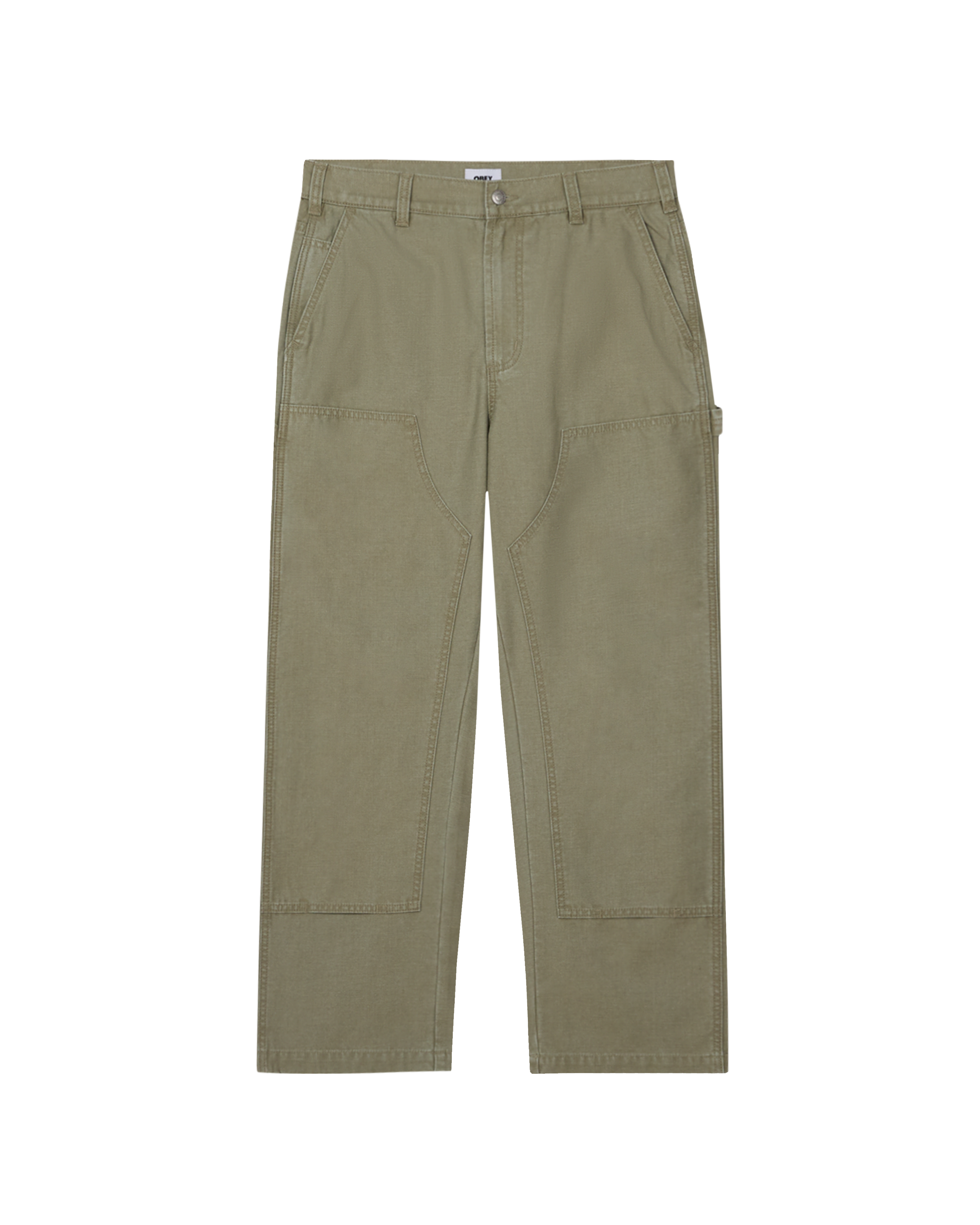 obey big timer twill double knee carpenter lichen green faded wash