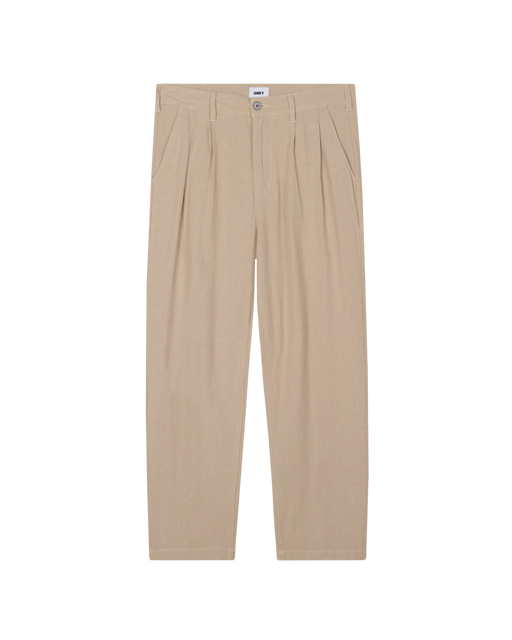 obey fubar linen pleated pant oatmeal