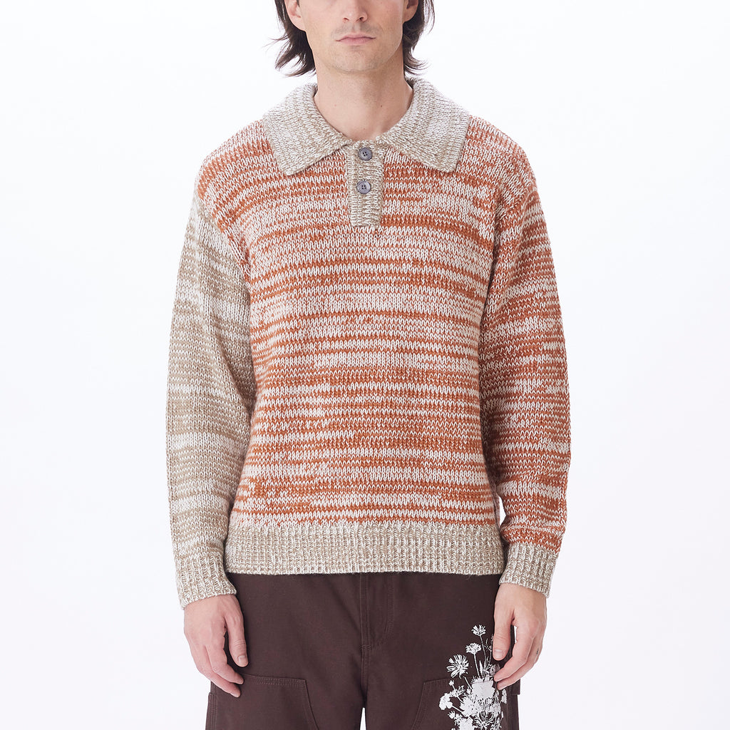 CARTER SWEATER POLO BROWN MULTI | OBEY Clothing